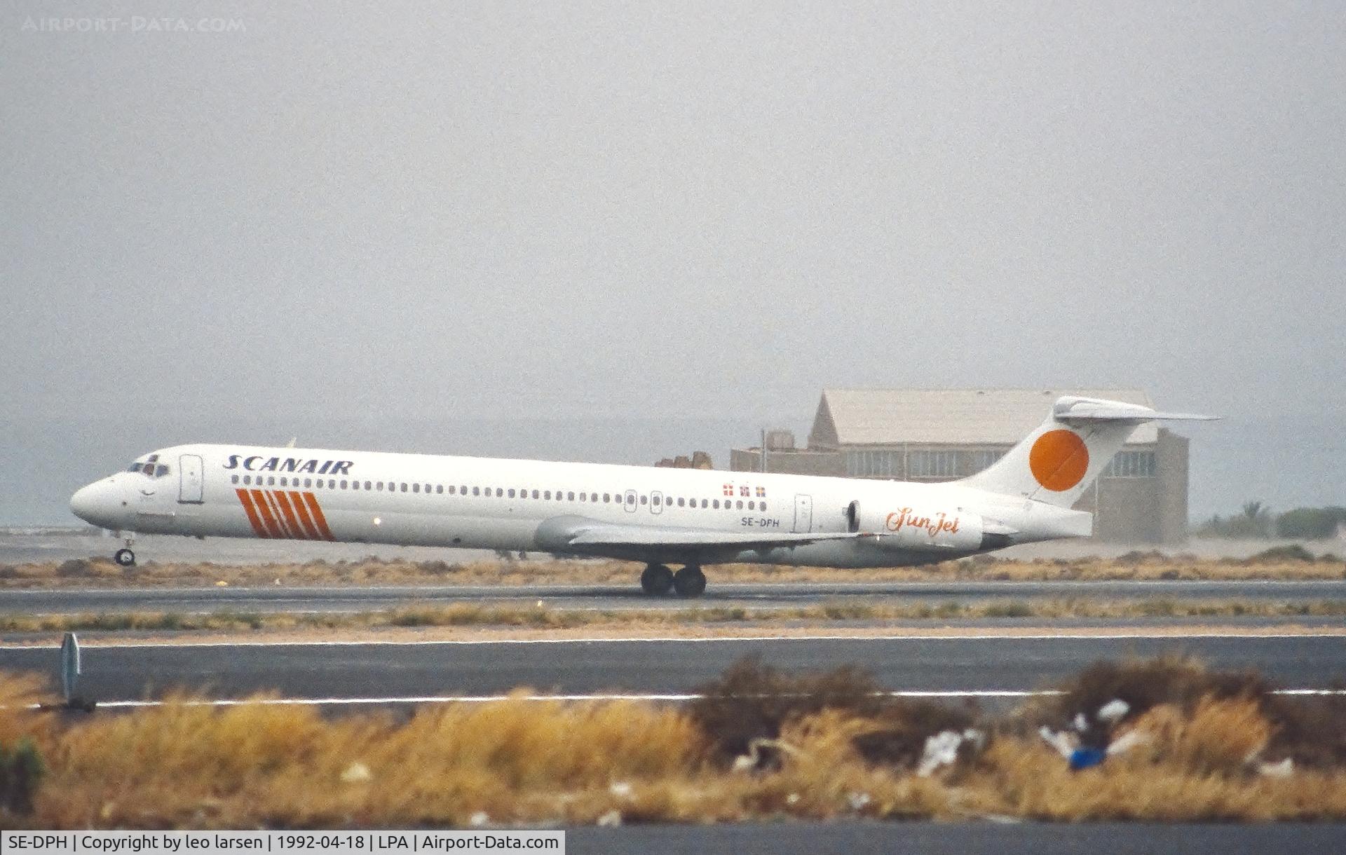 SE-DPH, 1987 McDonnell Douglas MD-83 (DC-9-83) C/N 49663, Las Palmas 18.4.1992