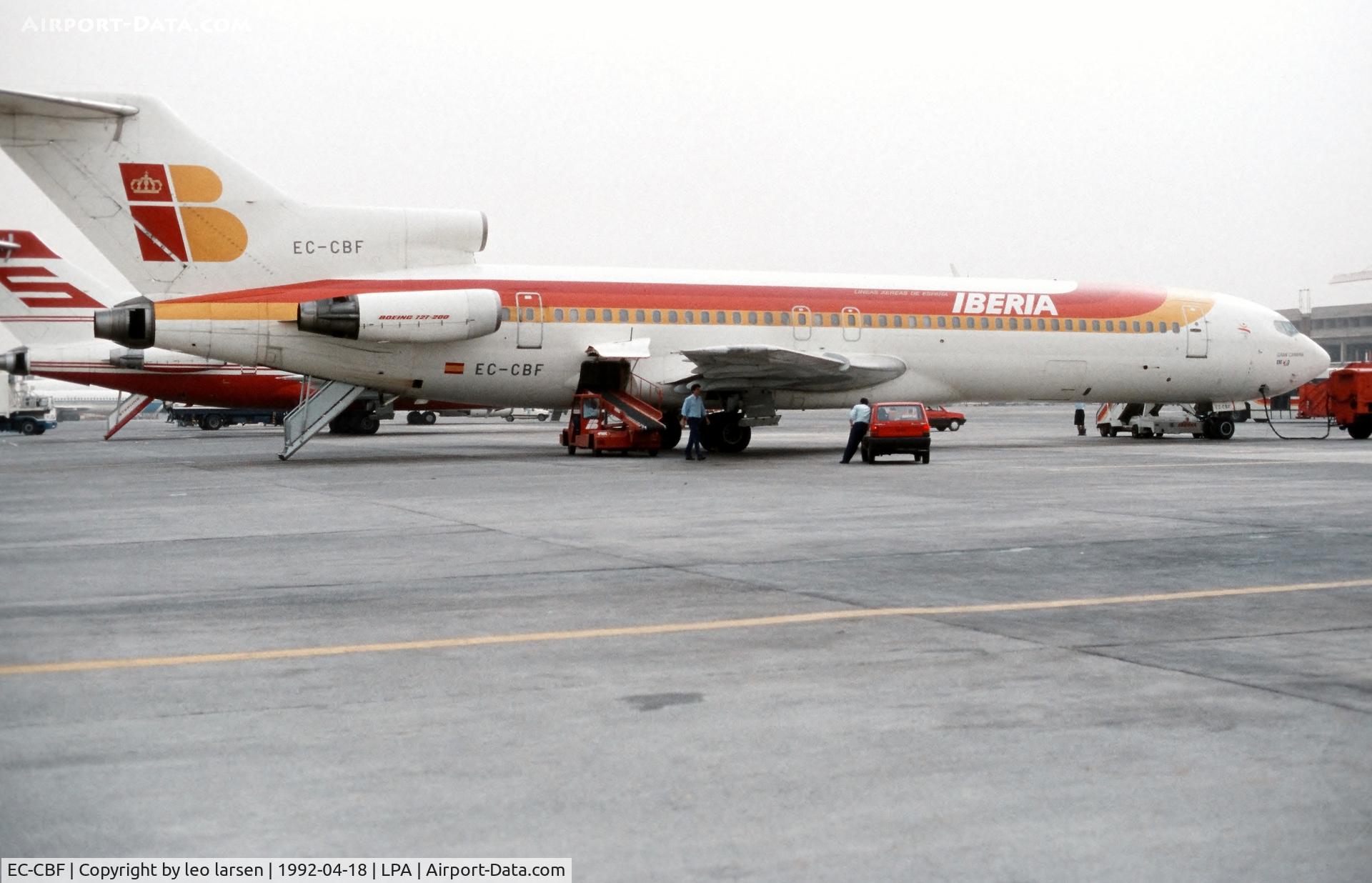 EC-CBF, 1972 Boeing 727-256 C/N 20600, Las Palmas 18.4.1992