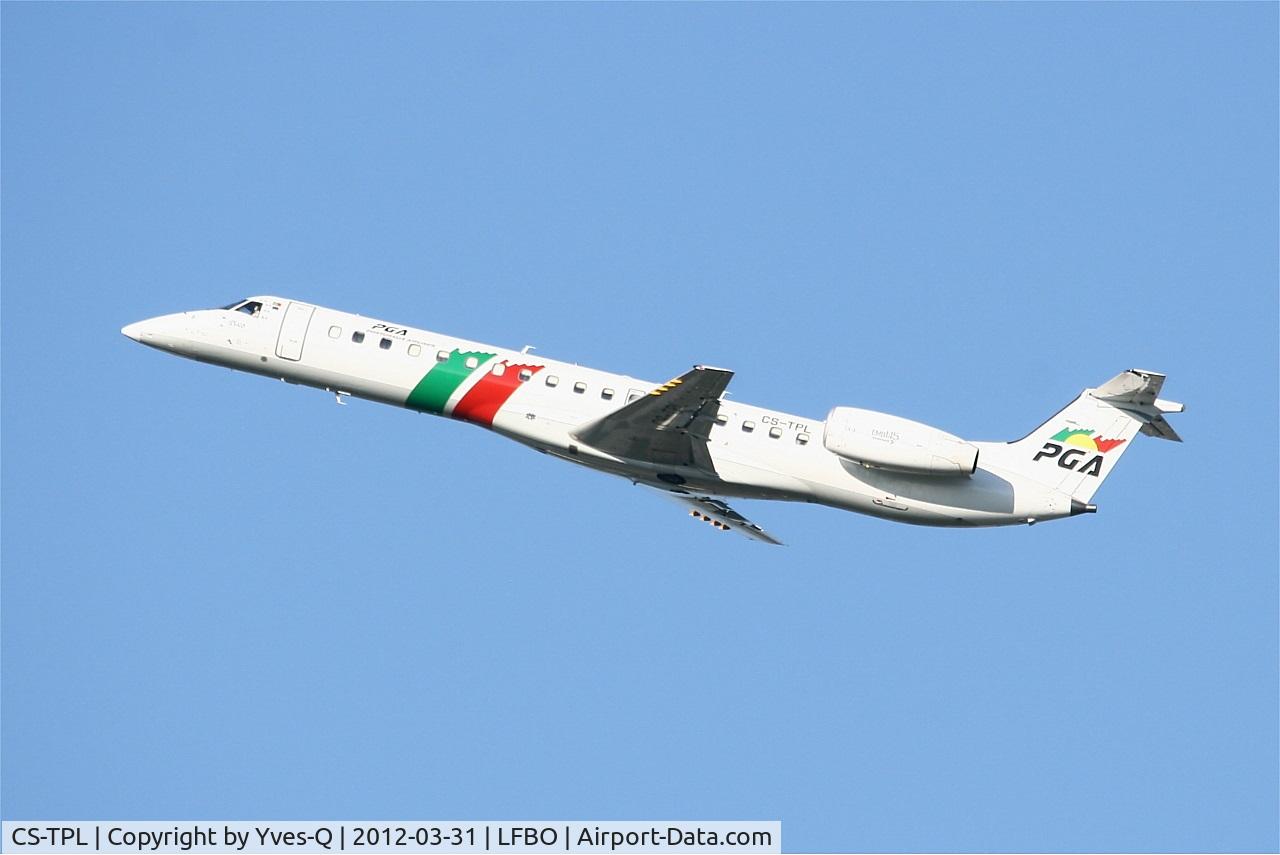 CS-TPL, 1988 Embraer EMB-145EP (ERJ-145EP) C/N 145051, Embraer EMB-145EP, Take off rwy 32R, Toulouse Blagnac Airport (LFBO-TLS)