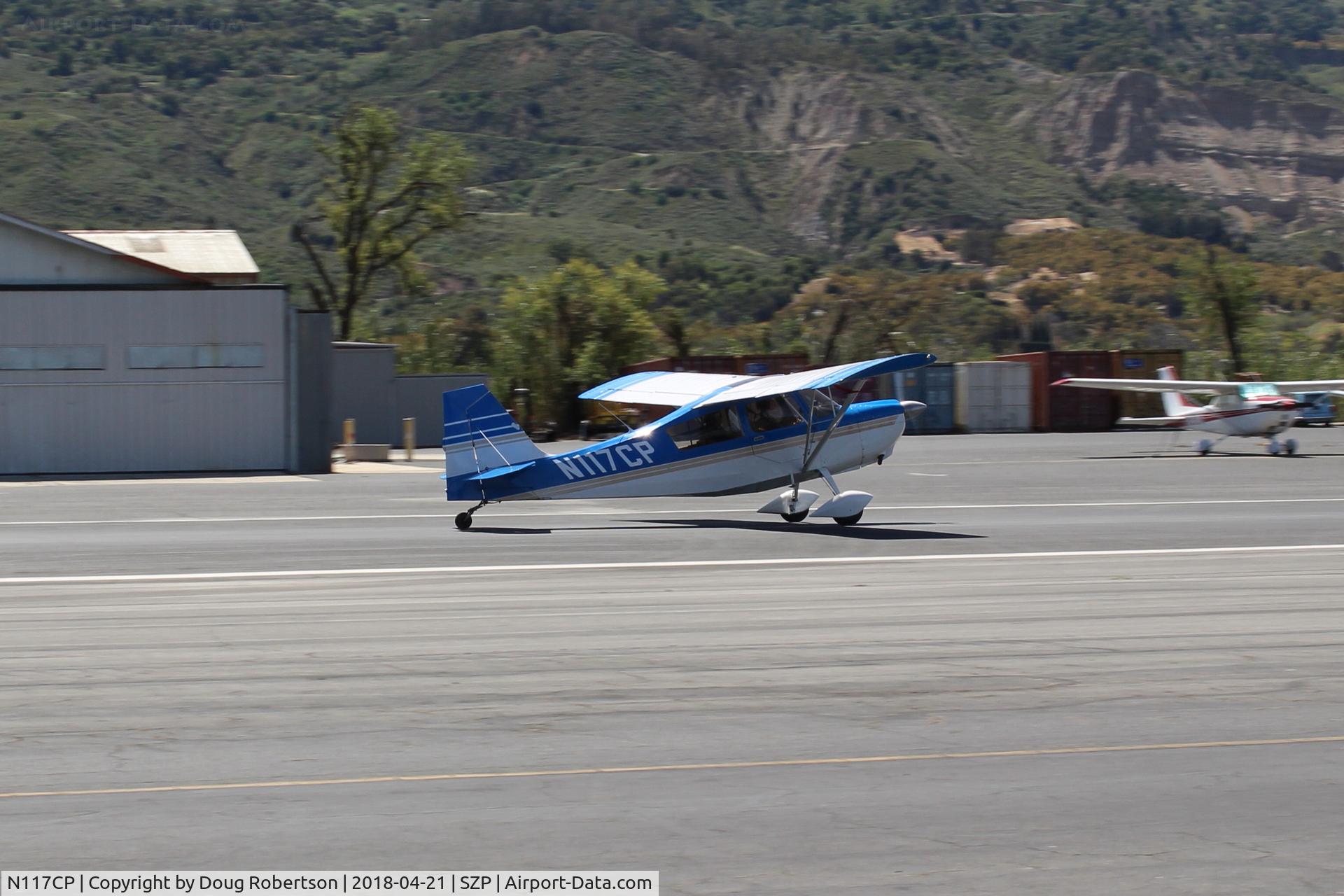 N117CP, American Champion 7GCBC Citabria C/N 1275-99, 1999 American Champion 7GCBC CITABRIA, Lycoming O-320 150 Hp, landing roll Rwy 22, wind shift