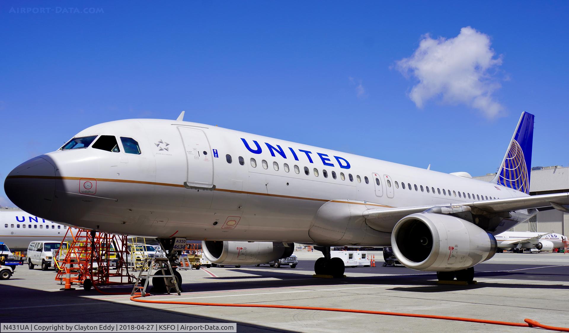 N431UA, 1996 Airbus A320-232 C/N 571, SFO 2018.