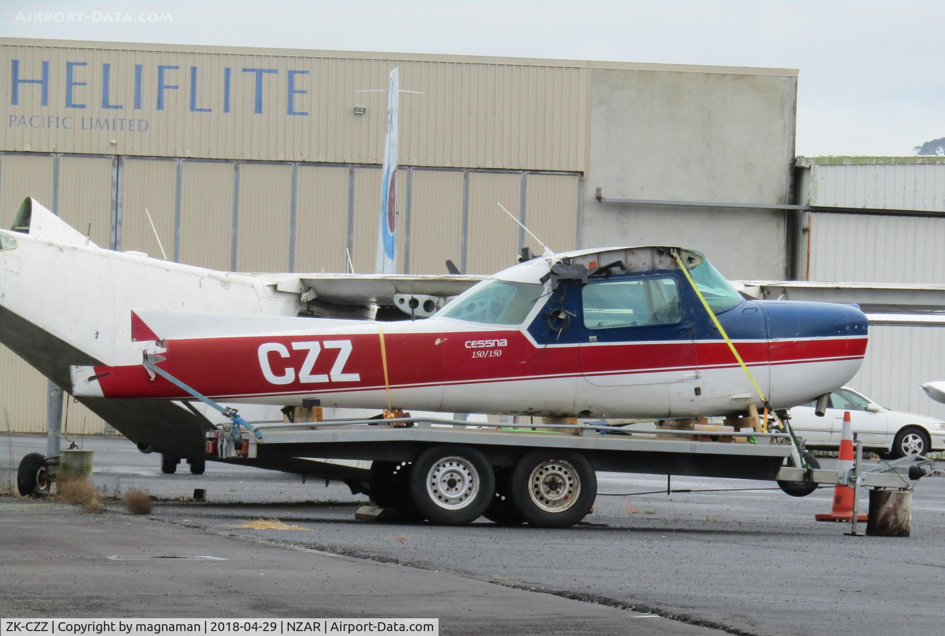 ZK-CZZ, Cessna A150L Aerobat C/N A1500447, wings now removed from trailer