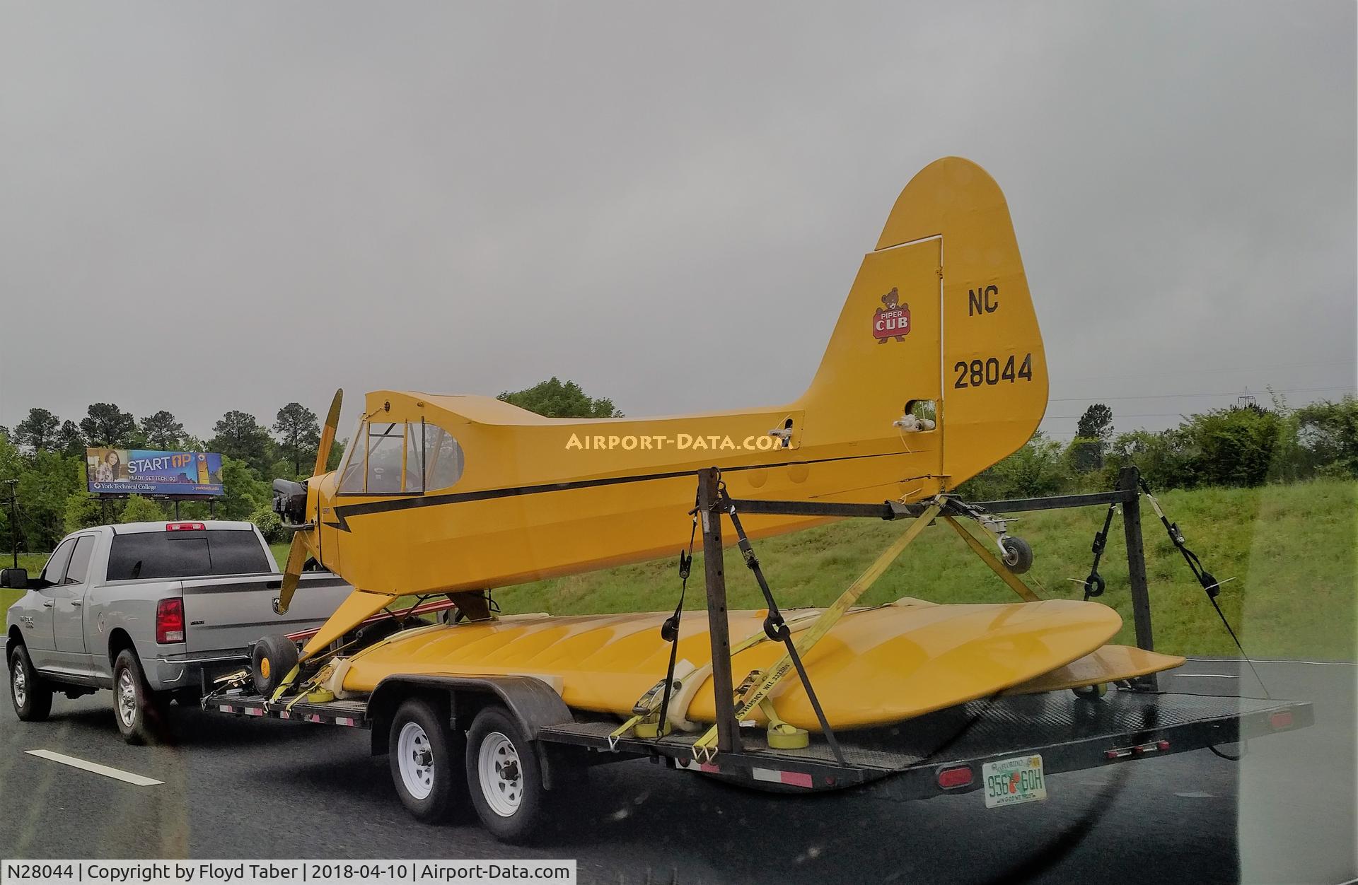 N28044, 1940 Piper J3C-65 Cub Cub C/N 4541, Headed to a new home via the interstate 77 route