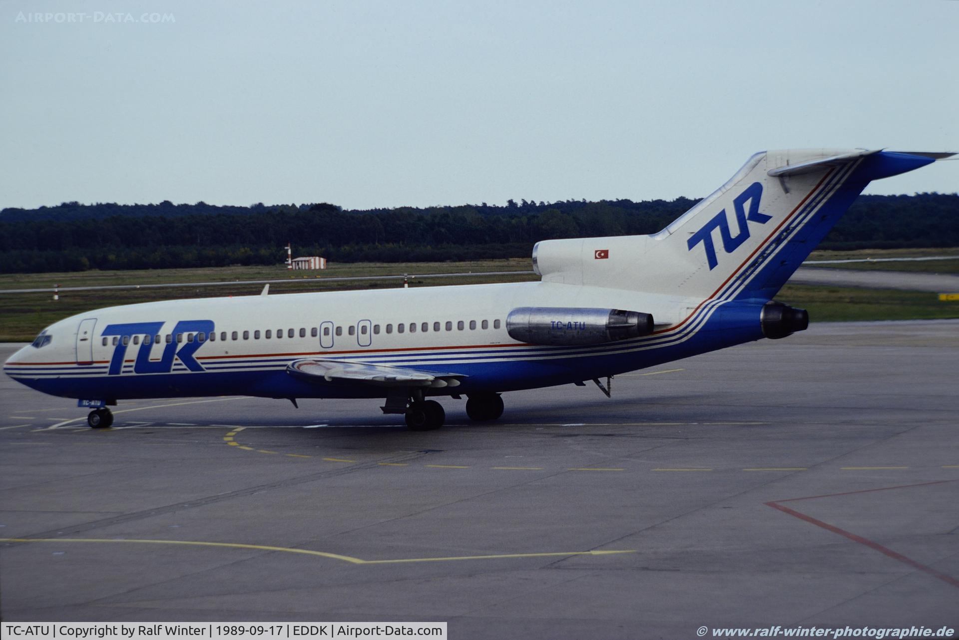 TC-ATU, Boeing 727-76 C/N . PT-TCF - TCATU - 17.09.1989, Boeing 727-76 - TUR European Airways ex. PT-TCF - TC-ATU - 17.09.1989 - CGN