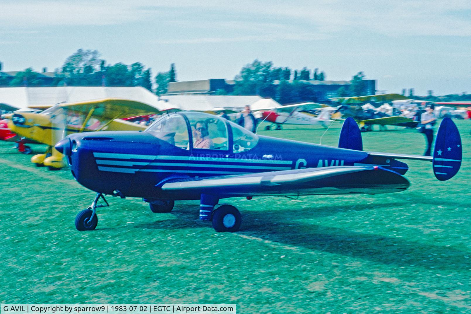 G-AVIL, 1965 Alon A-2 Aircoupe C/N A-5, PFA Cranfield. Scanned from a slide.