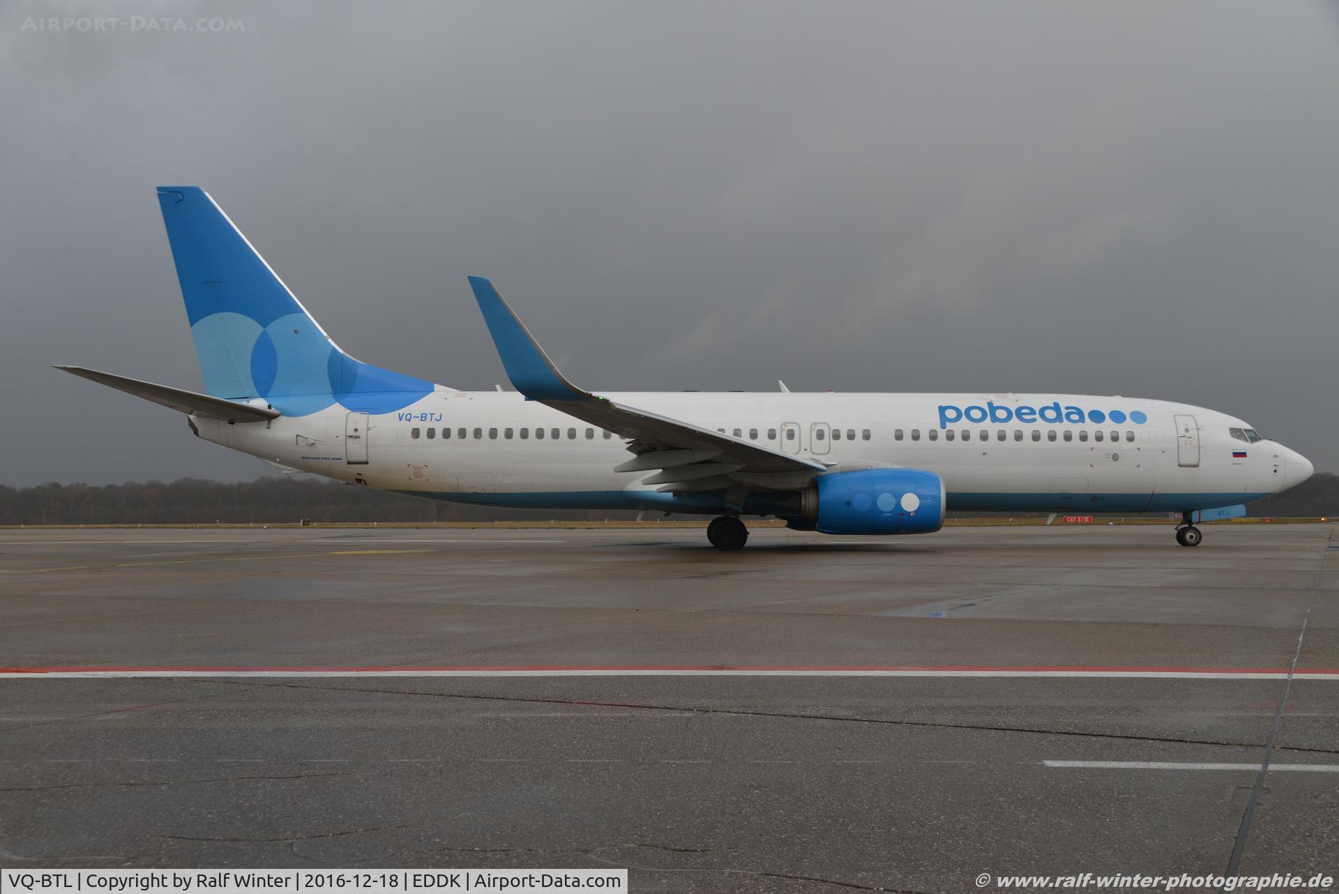 VQ-BTL, 2014 Boeing 737-8LJ C/N 39950, Boeing 737-8LJ(W) - DP PBD Pobeda - 39950 - VQ-BTL - 18.12.2016 - CGN