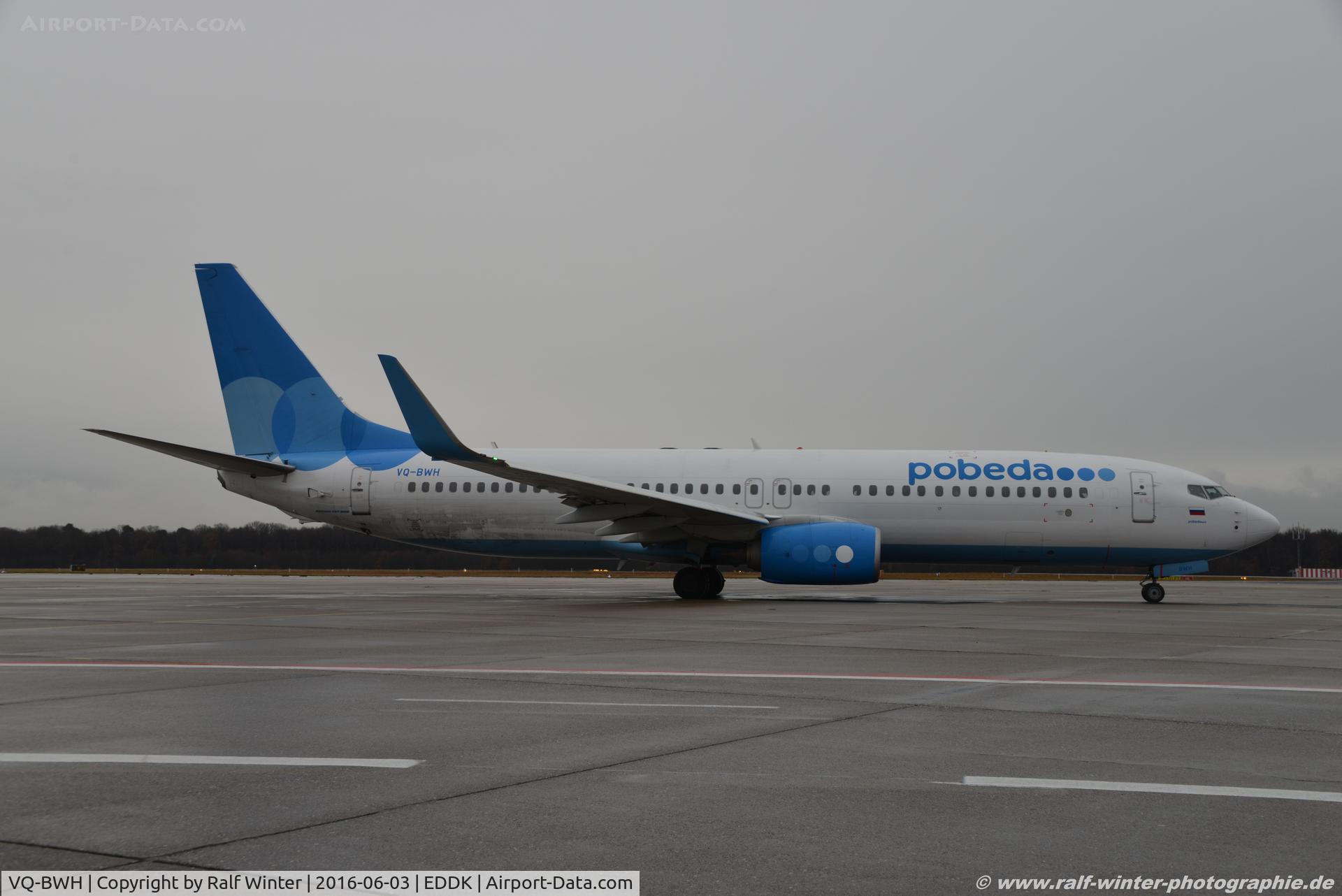 VQ-BWH, 2015 Boeing 737-8LJ C/N 41206, Boeing 737-8LJ(W) - DP PBD Pobeda - 41206 - VQ-BWH - 03.06.2016 - CGN
