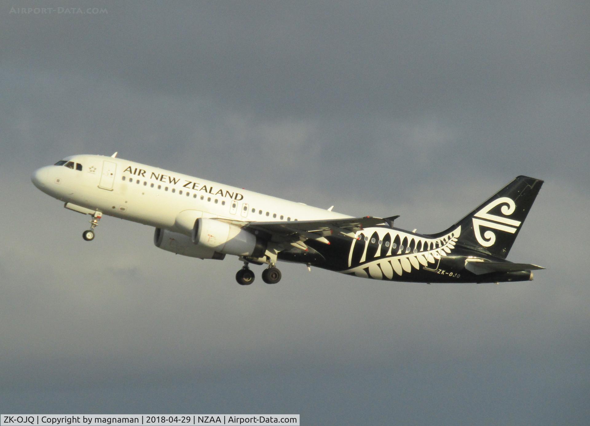 ZK-OJQ, 2011 Airbus A320-232 C/N 4584, leaving akl