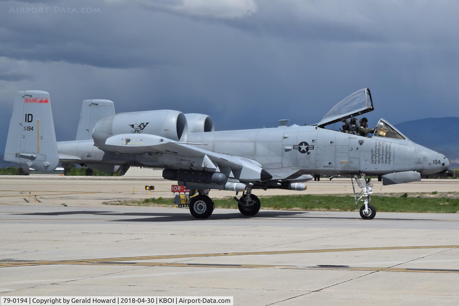 79-0194, 1979 Fairchild Republic A-10C Thunderbolt II C/N A10-0458, Taxiing on Bravo. 190th Fighter Sq., 124th Fighter Wing, Idaho ANG.