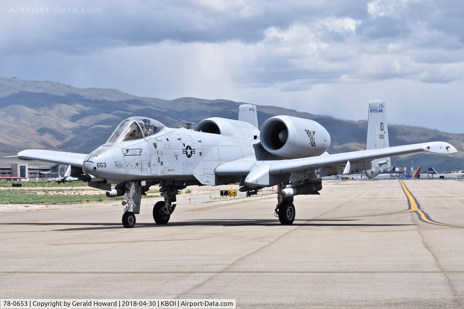 78-0653, 1978 Fairchild Republic A-10C Thunderbolt II C/N A10-0273, Taxiing on Foxtrot to the de arm pad. 190th Fighter Sq., 124th Fighter Wing, Idaho ANG.