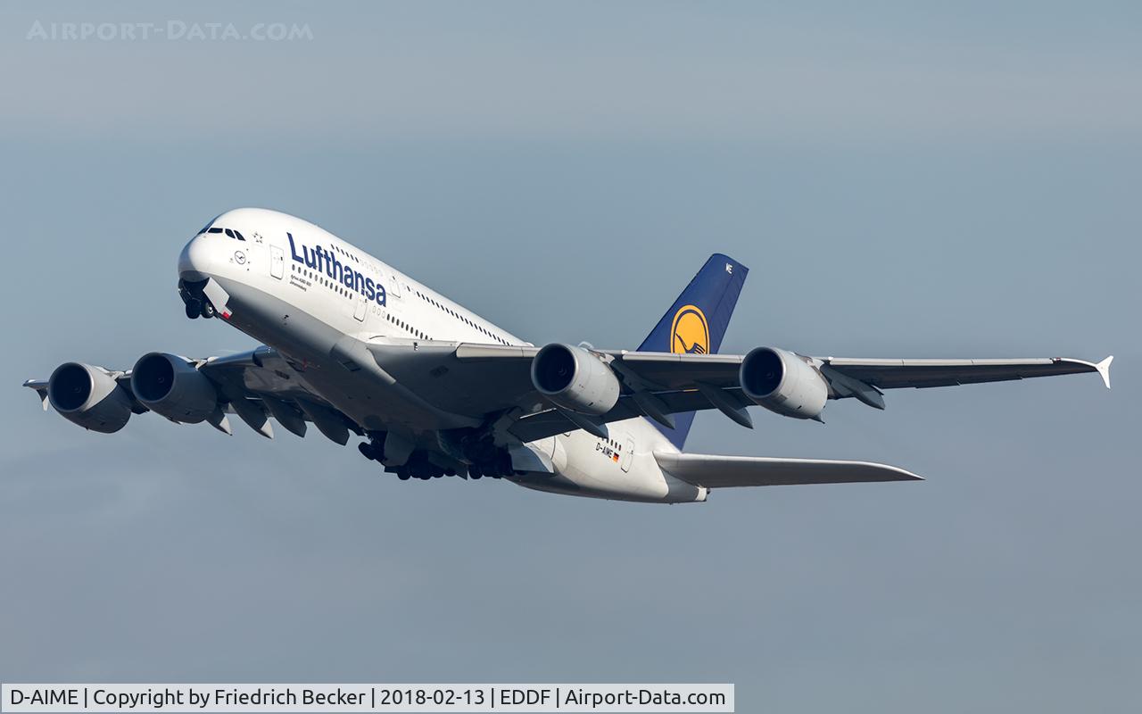 D-AIME, 2010 Airbus A380-841 C/N 061, departure via RW25C