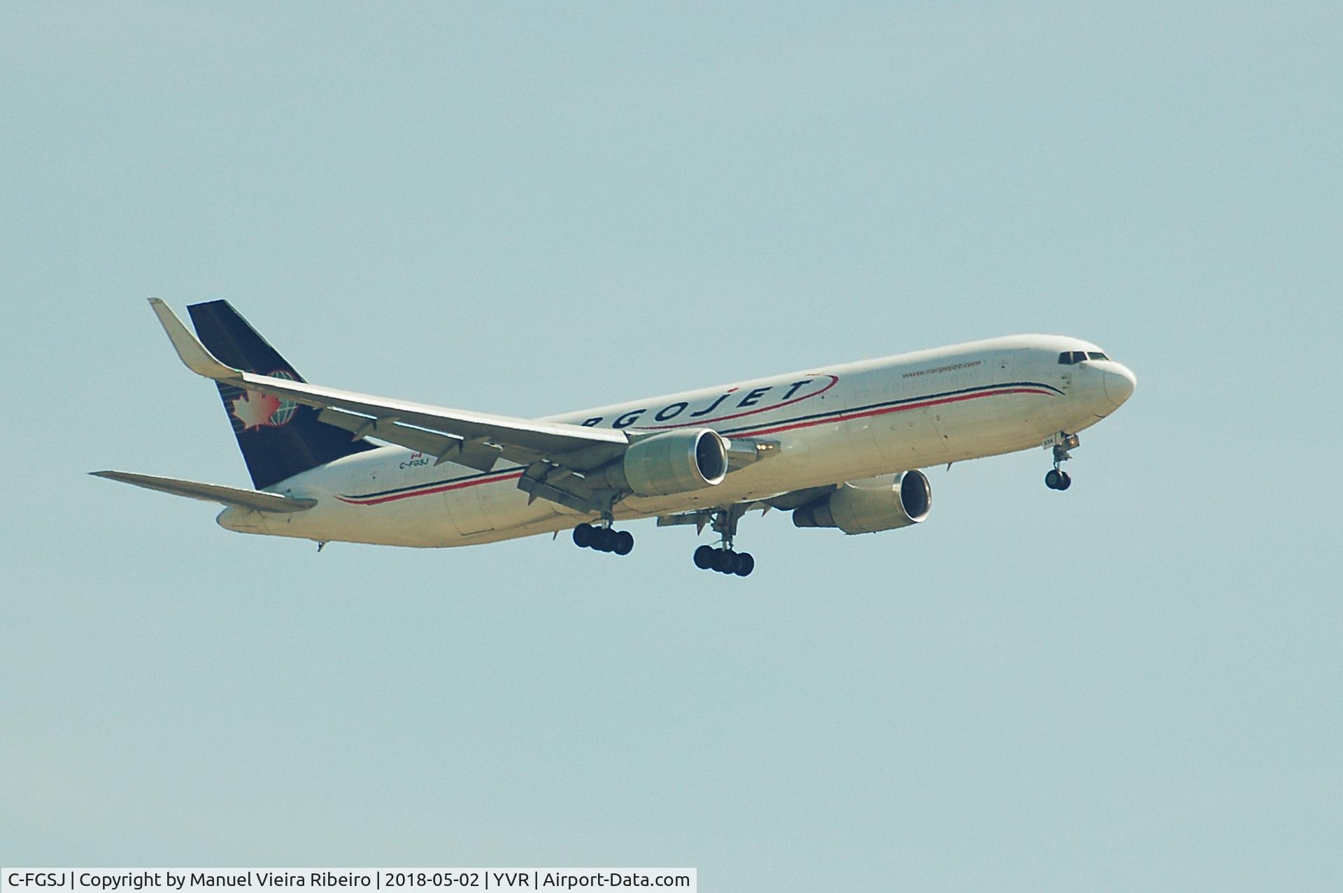 C-FGSJ, 1993 Boeing 767-39H C/N 26256, Arrival at YVR. No decals on this side.