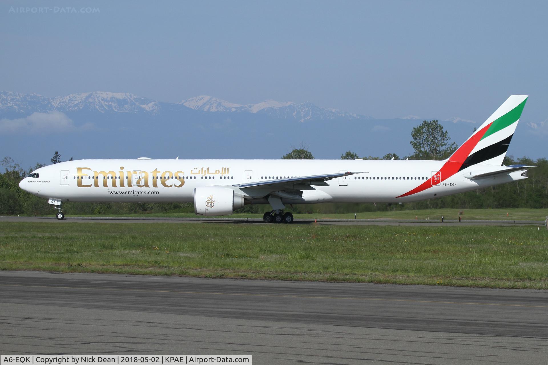 A6-EQK, 2018 Boeing 777-31H/ER C/N 42359, Boe684 departs on a test flight this morning