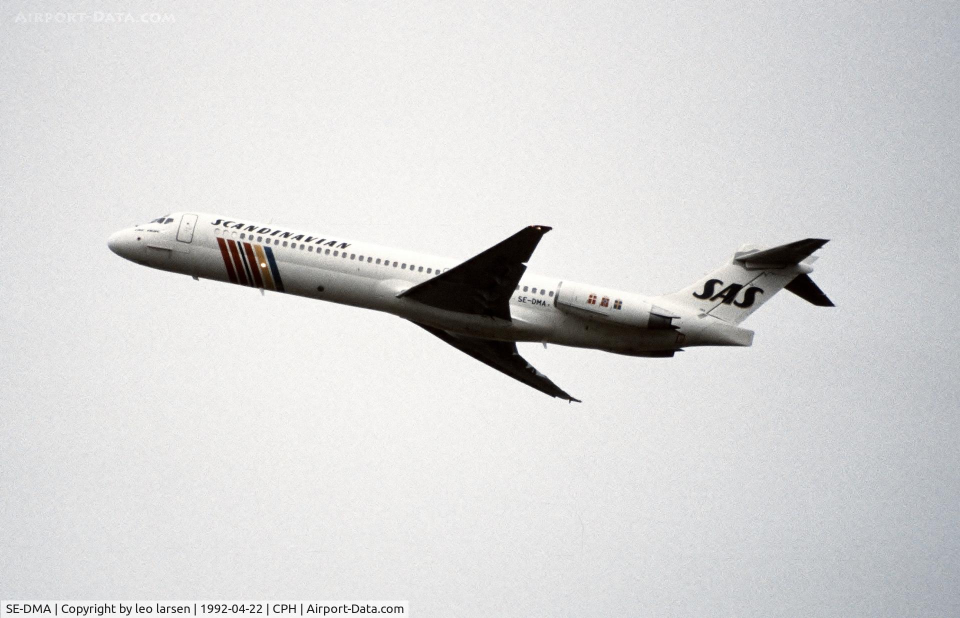 SE-DMA, 1991 McDonnell Douglas DC-9-87 (MD87) C/N 53009, Copenhagen 22.4.1992