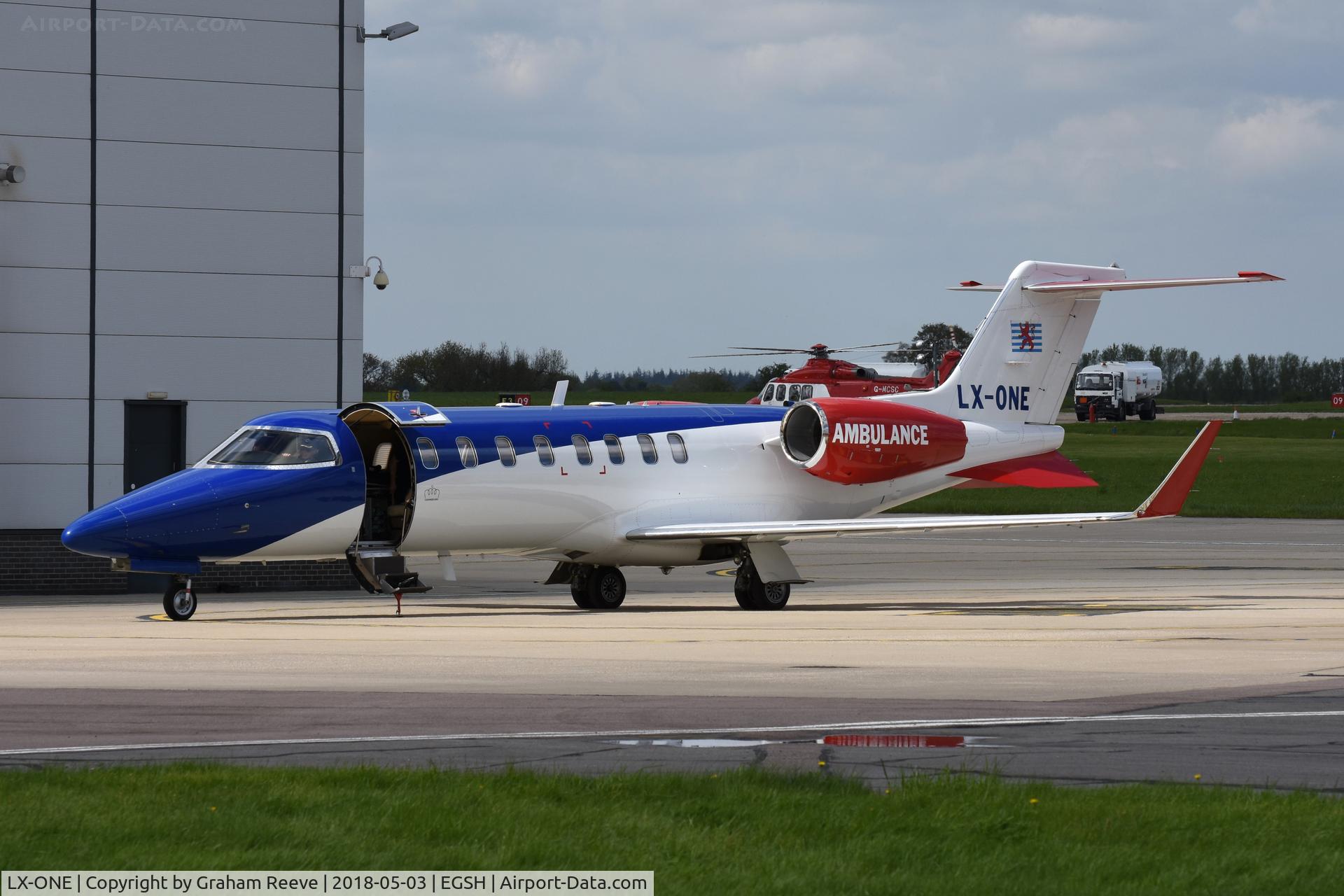 LX-ONE, 2007 Learjet 45 C/N 45-342, Parked at Norwich.