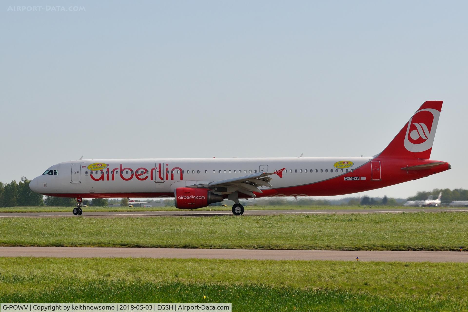 G-POWV, 2008 Airbus A321-211 C/N 3749, Arriving from Dusseldorf formerly OE-LCB.