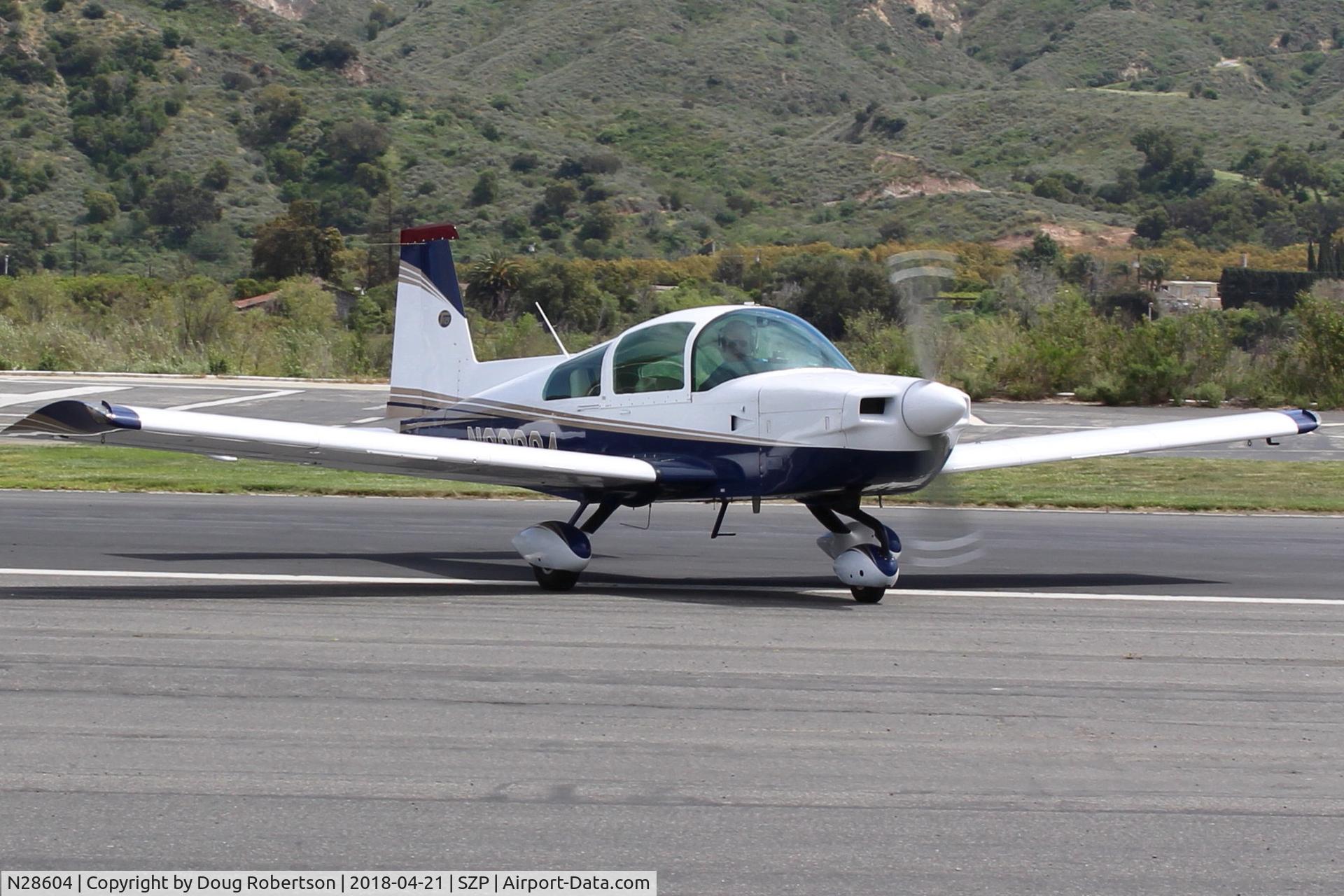 N28604, 1978 Grumman American AA-5B Tiger C/N AA5B0701, 1978 Grumman American AA-5B TIGER, Lycoming O&VO-360 180 Hp, taxi off the active