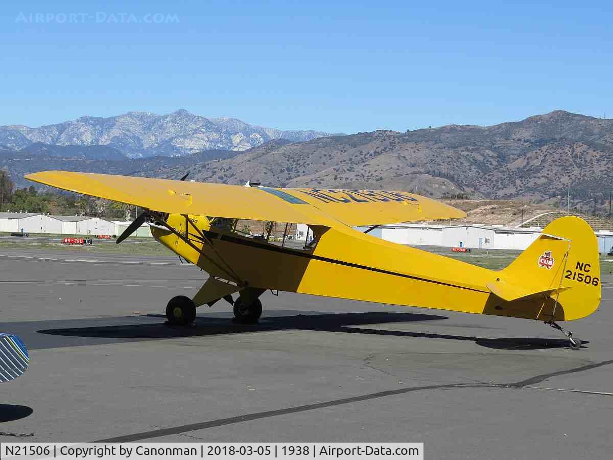 N21506, 1938 Piper J3C-65 Cub Cub C/N 2364, Parked