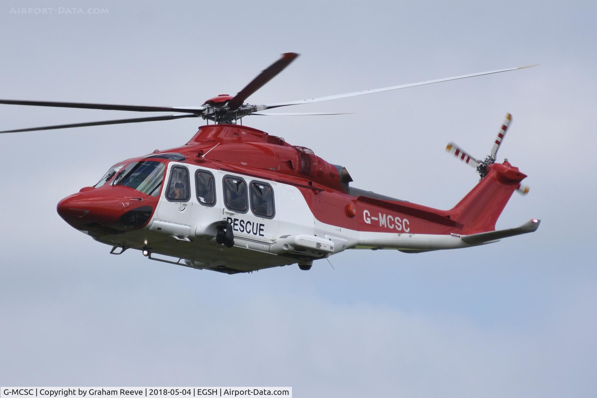 G-MCSC, 2014 AgustaWestland AW-139 C/N 41379, On approach to Norwich.
