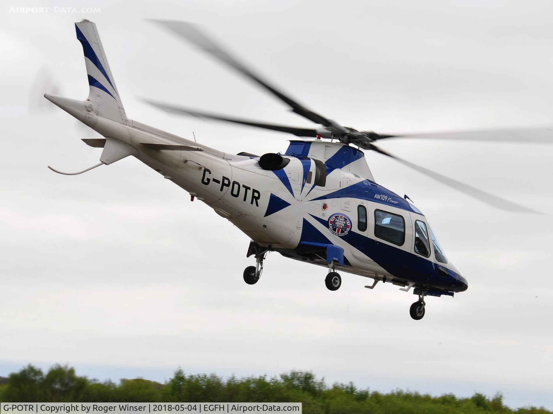 G-POTR, 1999 Agusta A-109E Power C/N 11043, Visiting AW-109E Power helicopter departing.