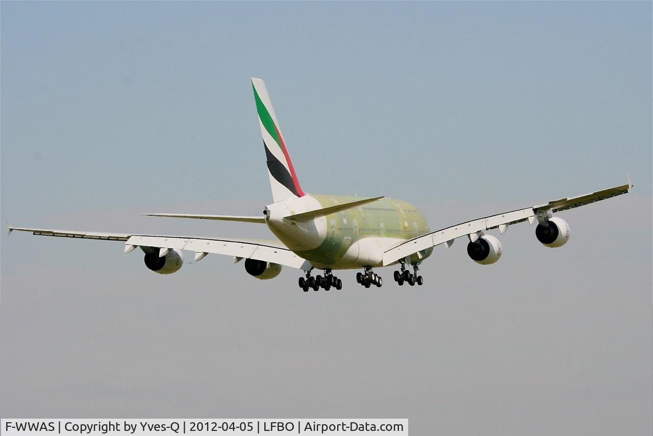 F-WWAS, 2012 Airbus A380-861 C/N 106, Airbus A380, Landing Rwy 32L, Toulouse Blagnac Airport (LFBO-TLS)