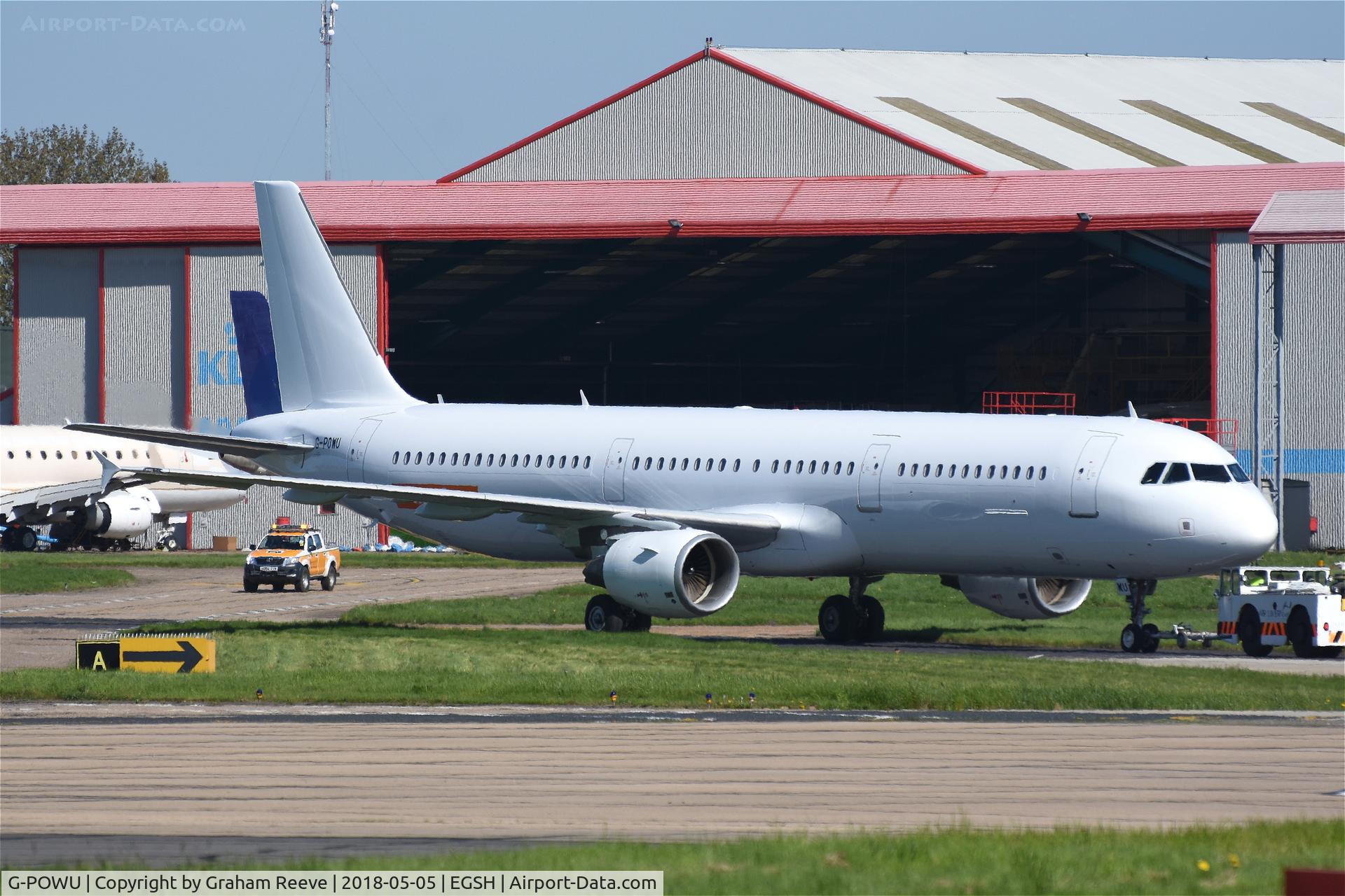G-POWU, 2008 Airbus A321-211 C/N 3708, Under tow at Norwich.