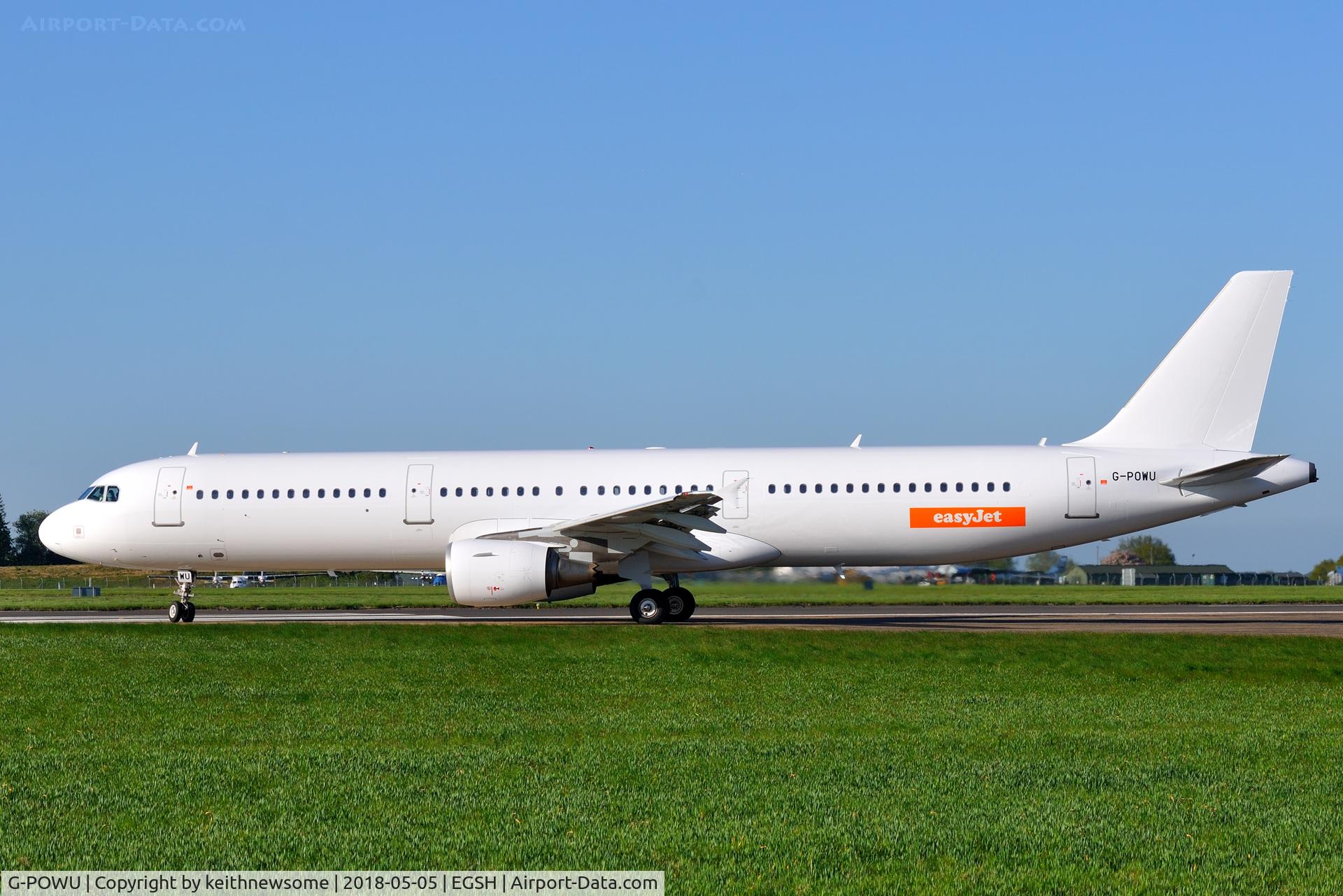G-POWU, 2008 Airbus A321-211 C/N 3708, Leaving Norwich for Stansted.