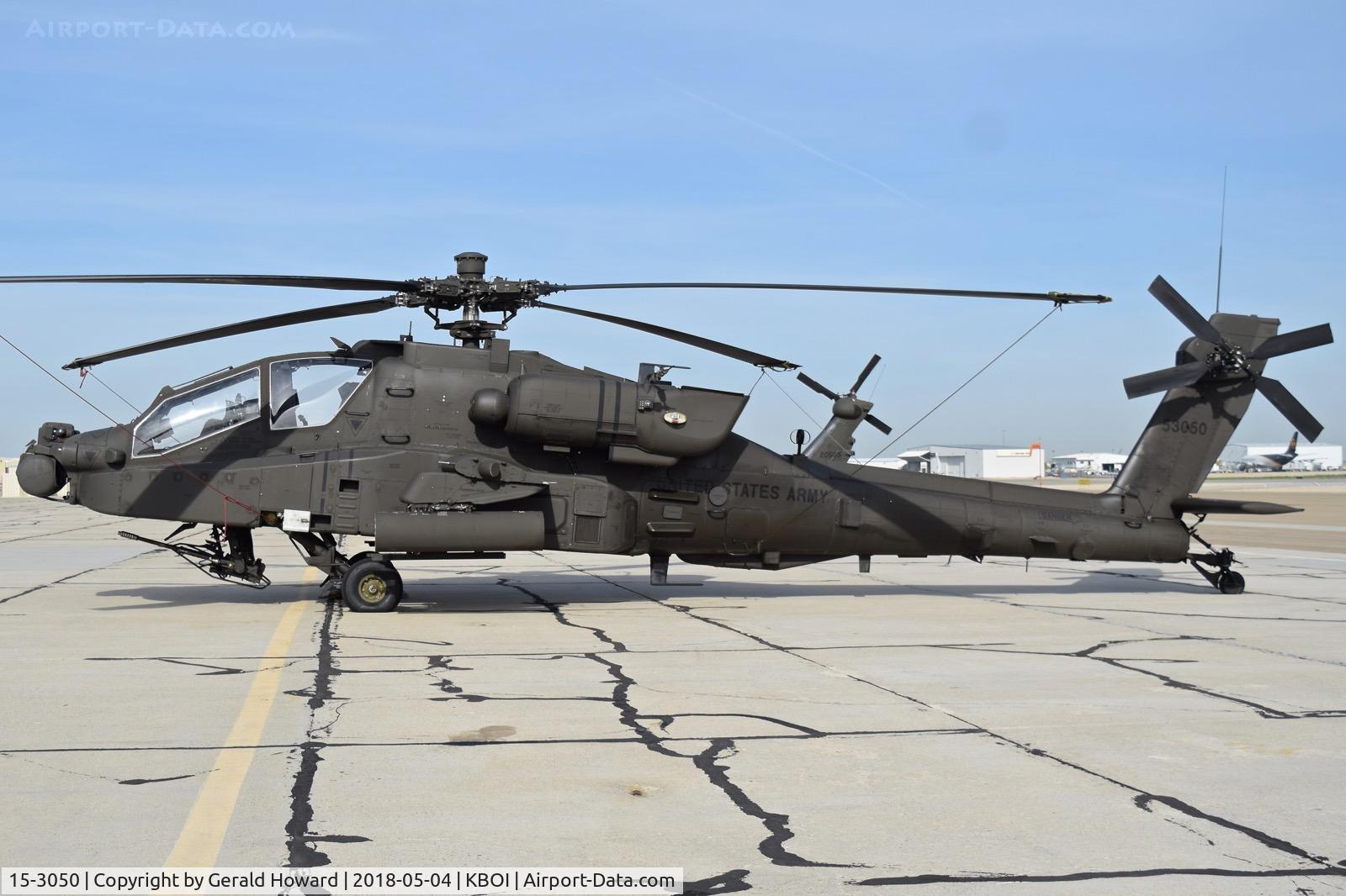 15-3050, 2015 Boeing AH-64E Apache Guardian C/N NM050, Parked on south GA ramp. Stationed at Gray Army Airfield, WA.