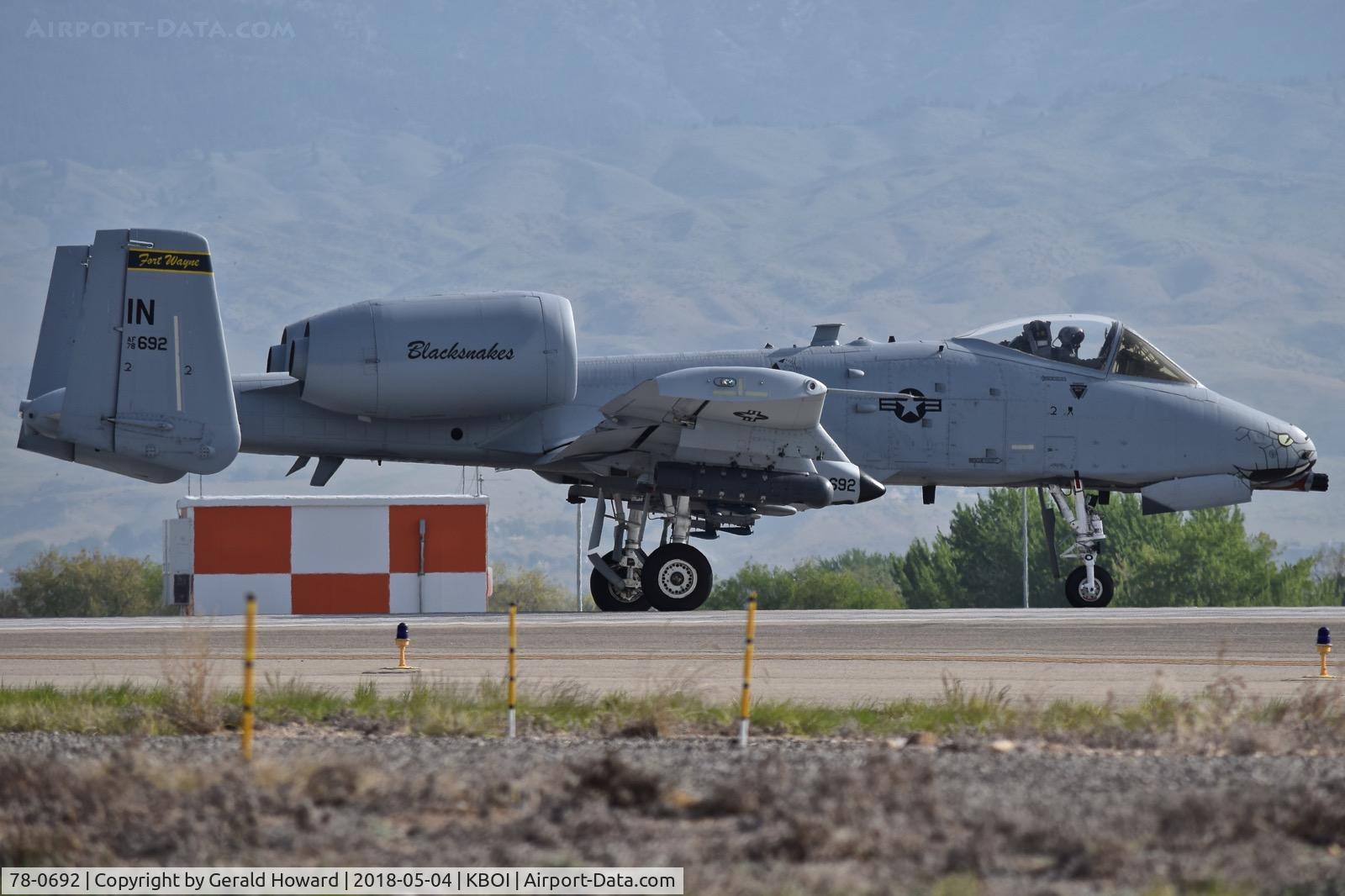78-0692, 1978 Fairchild Republic A-10C Thunderbolt II C/N A10-0312, 163rd Fighter Sq. “Blacksnakes”, 122nd Fighter Wing , Fort Wayne, IN ANG starting take off roll on RWY 10R.