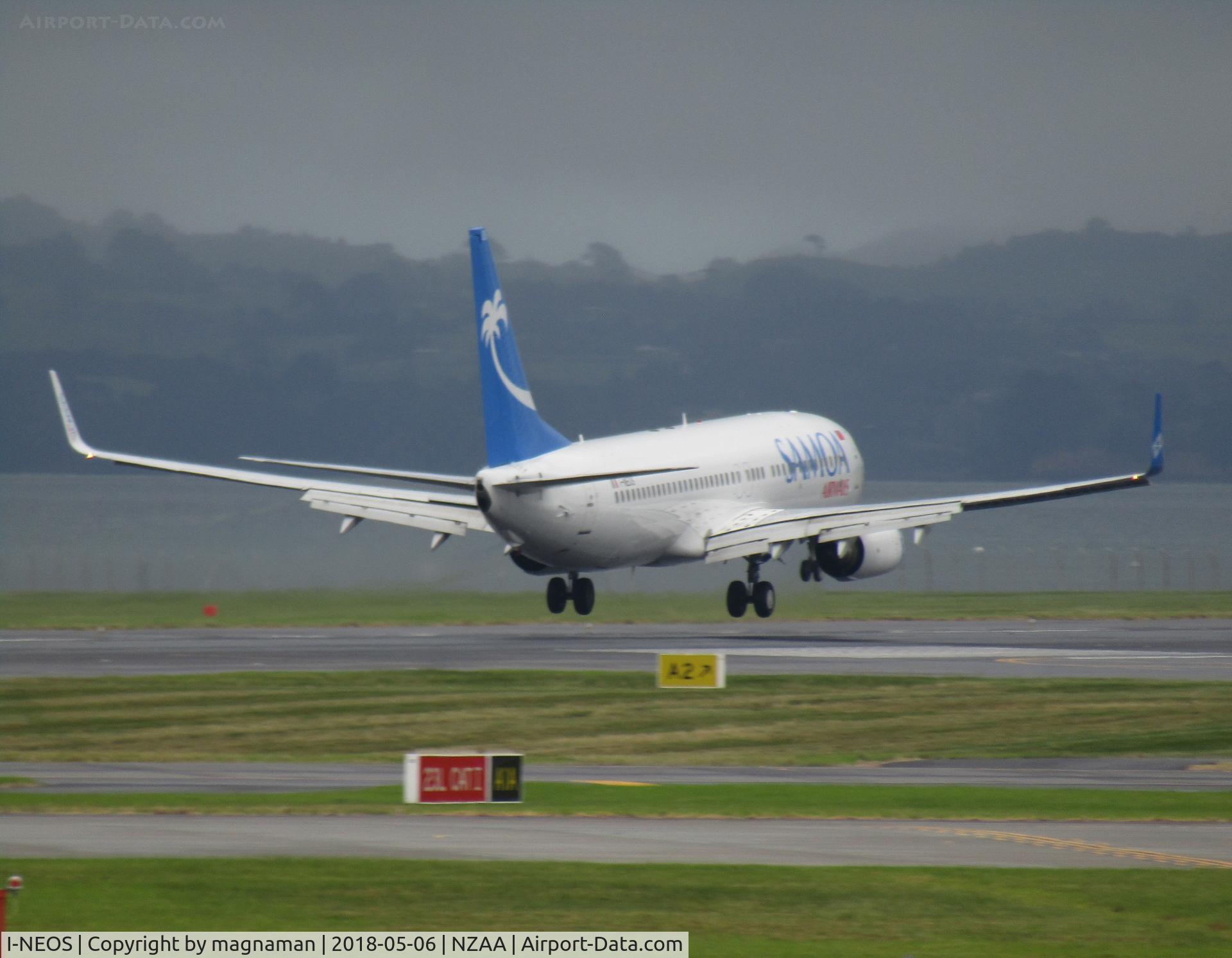 I-NEOS, 2002 Boeing 737-86N C/N 32733, landing (just) at AKL