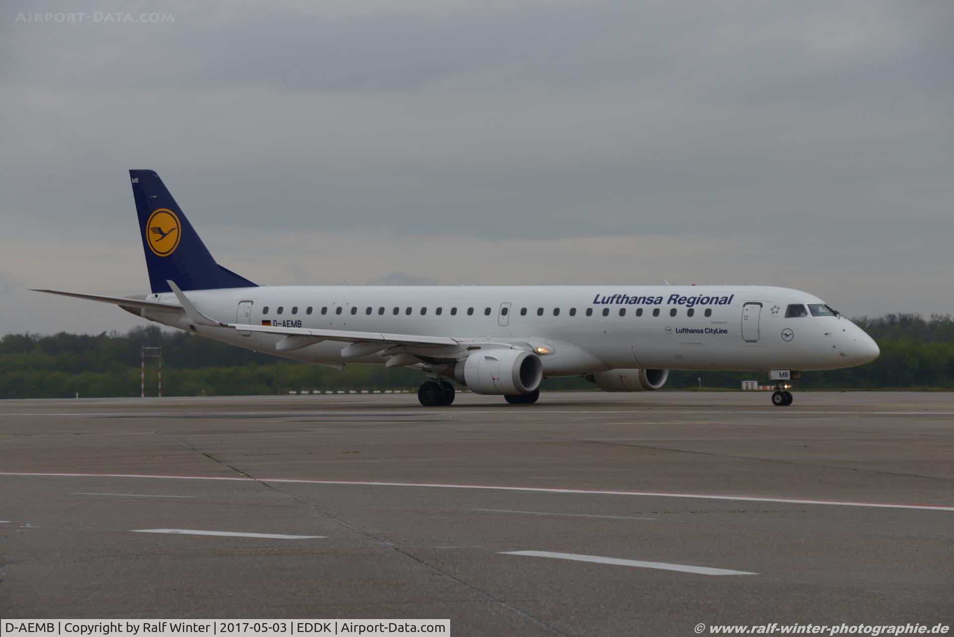 D-AEMB, 2009 Embraer 195LR (ERJ-190-200LR) C/N 19000297, Embraer ERJ-195LR 190-200LR - CL CLH Lufthansa CityLine Lufthansa Regional - 19000297 - D-AEMB - 03.05.2017 - CGN