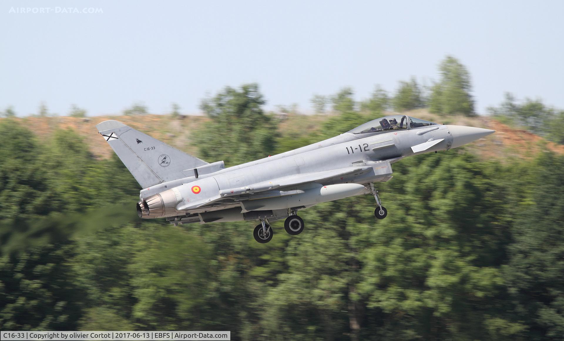 C16-33, Eurofighter EF-2000 Typhoon S C/N SS014, landing at Florennes AB