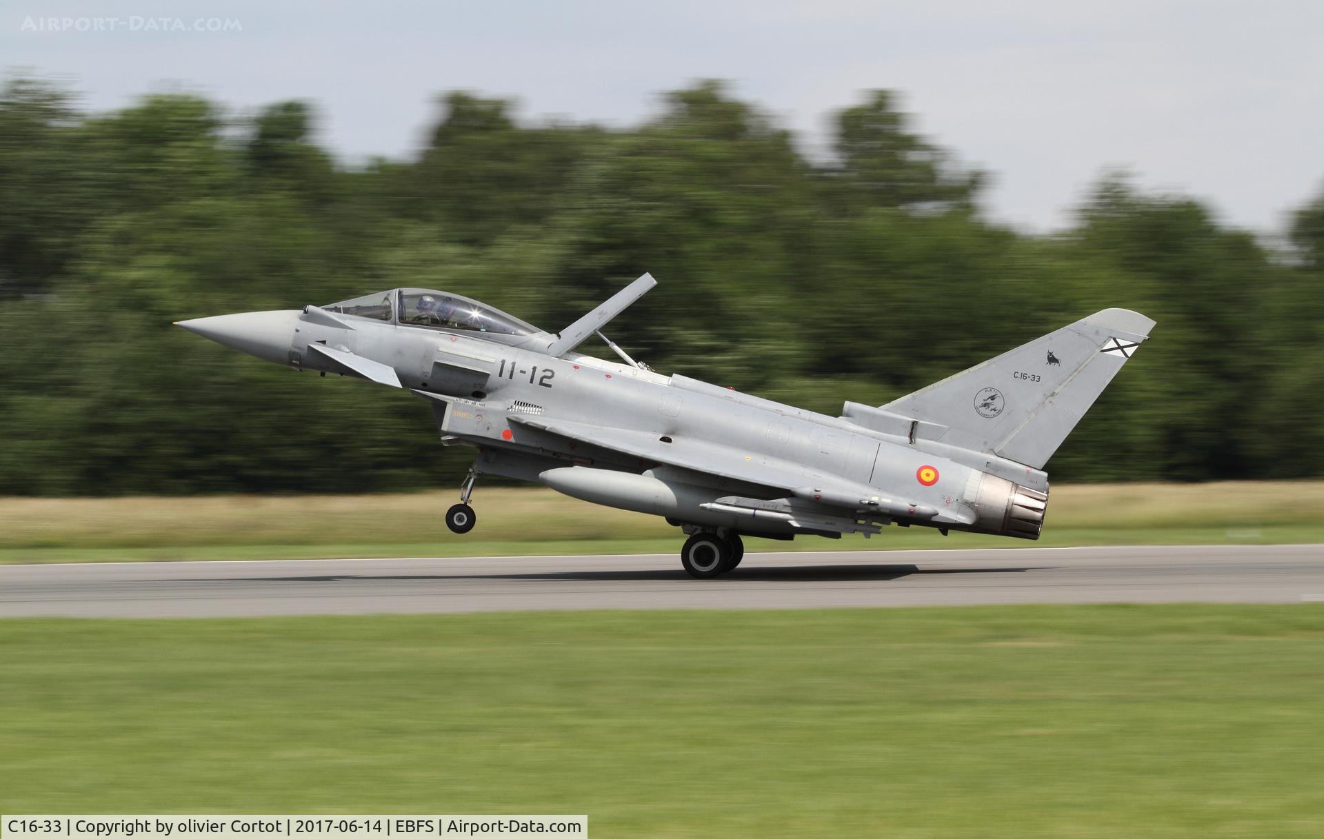 C16-33, Eurofighter EF-2000 Typhoon S C/N SS014, landing, airbrake deployed