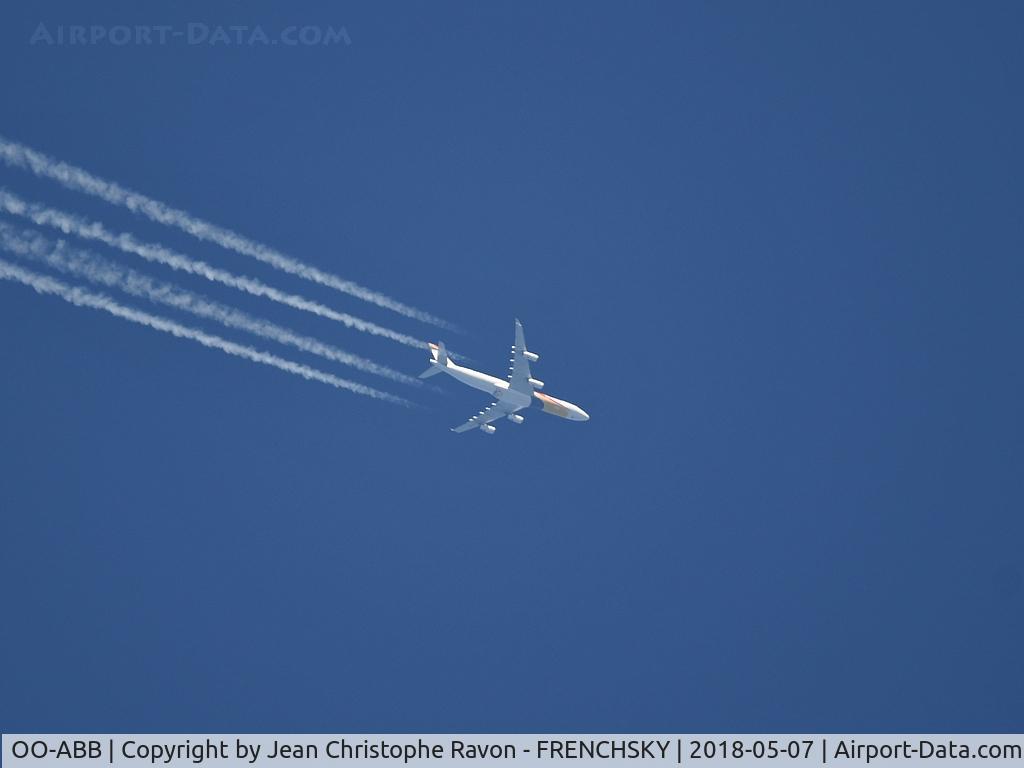 OO-ABB, 2007 Airbus A340-313 C/N 844, TB1324 Chania (CHQ) to Brussels (BRU) level 400 overflying Bordeaux city