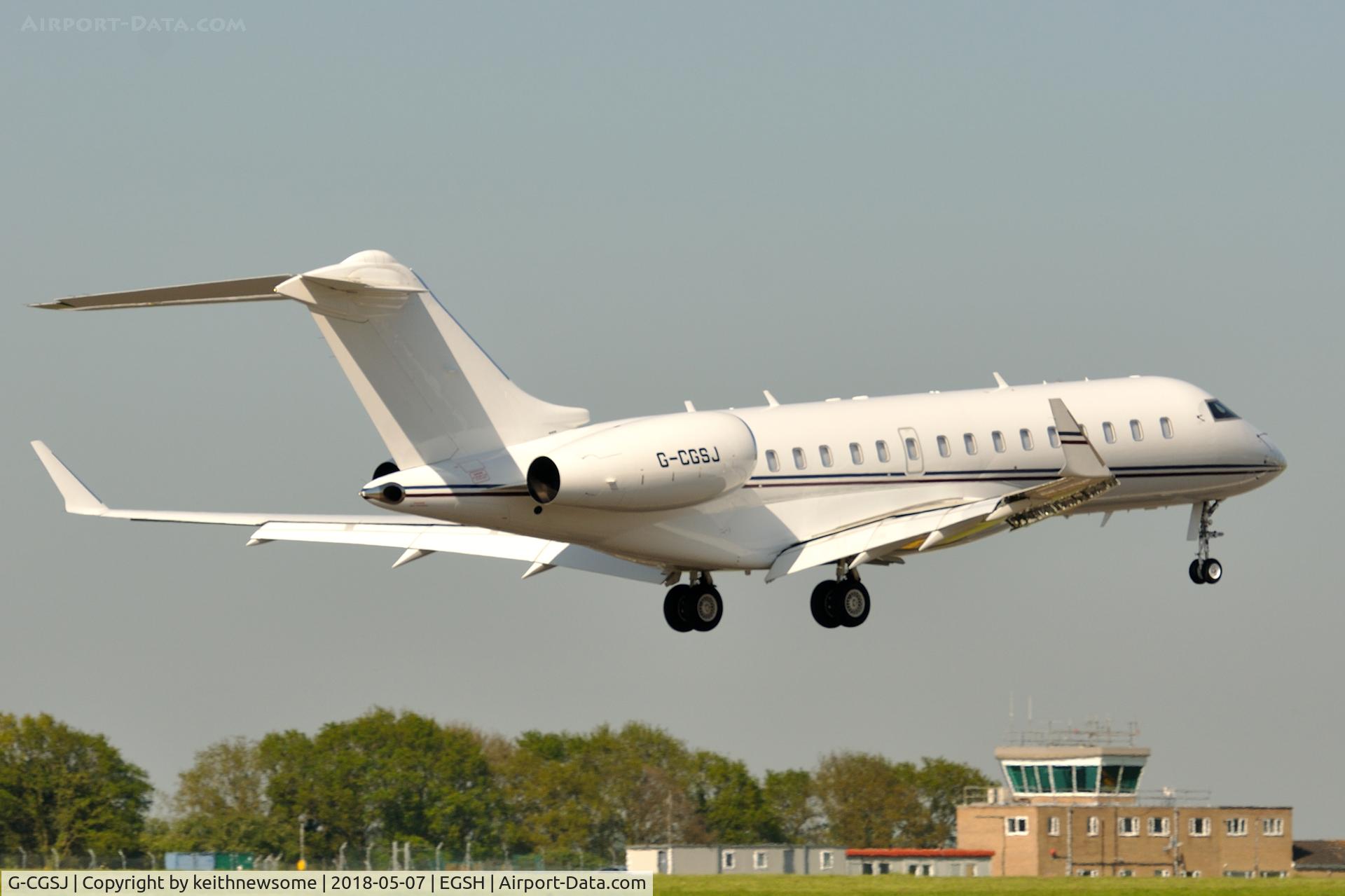 G-CGSJ, 2010 Bombardier BD-700-1A10 Global Express C/N 9377, Arriving from Farnborough.