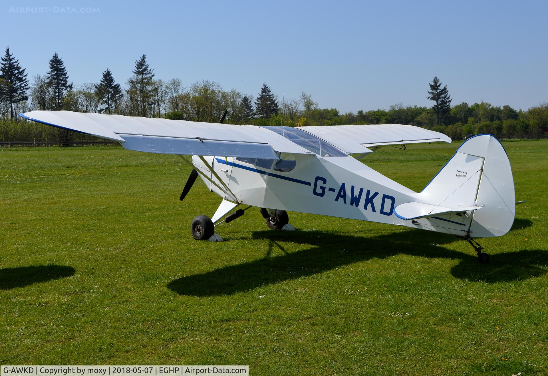 G-AWKD, 1947 Piper PA-17 Vagabond C/N 17-192, Piper PA-17 Vagabond at Popham. Ex F-BFMZ