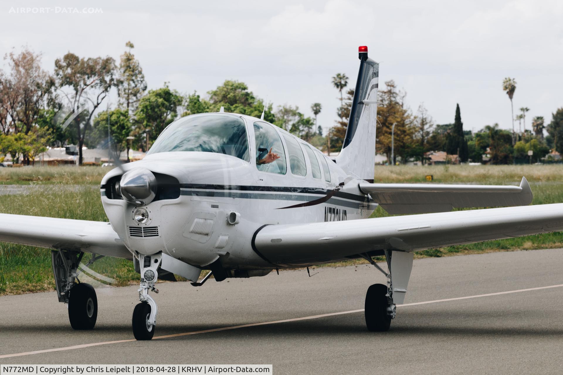 N772MD, 1997 Beech B36TC Bonanza C/N EA-605, Locally-based 1997 Beechcraft B36T Bonanza taxing out at Reid Hillview Airport, San Jose, CA.