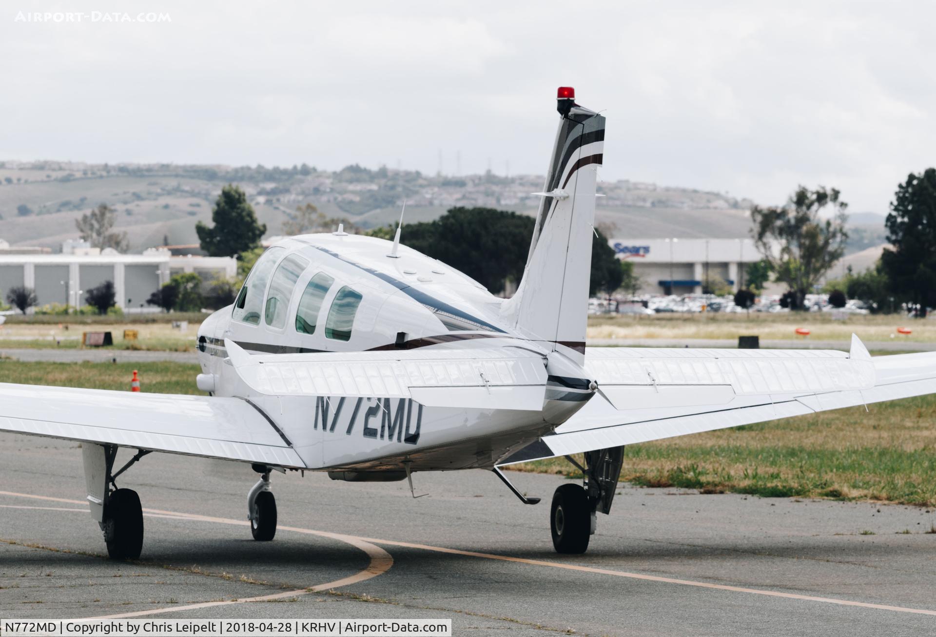N772MD, 1997 Beech B36TC Bonanza C/N EA-605, Locally-based 1997 Beechcraft B36T Bonanza taxing out at Reid Hillview Airport, San Jose, CA.
