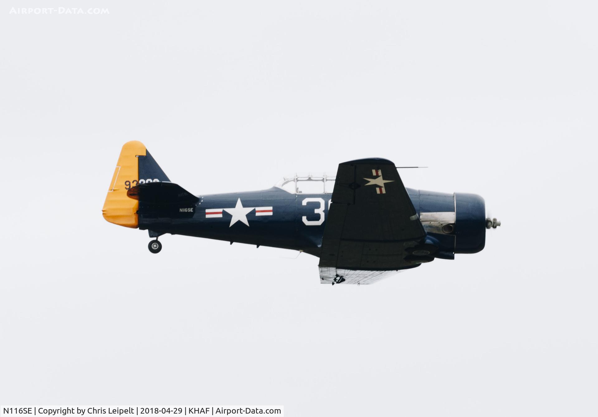 N116SE, 1959 North American T-6G Texan C/N 168-406, 1959 North American T6G low pass at Half Moon Bay Airport Day 2018.