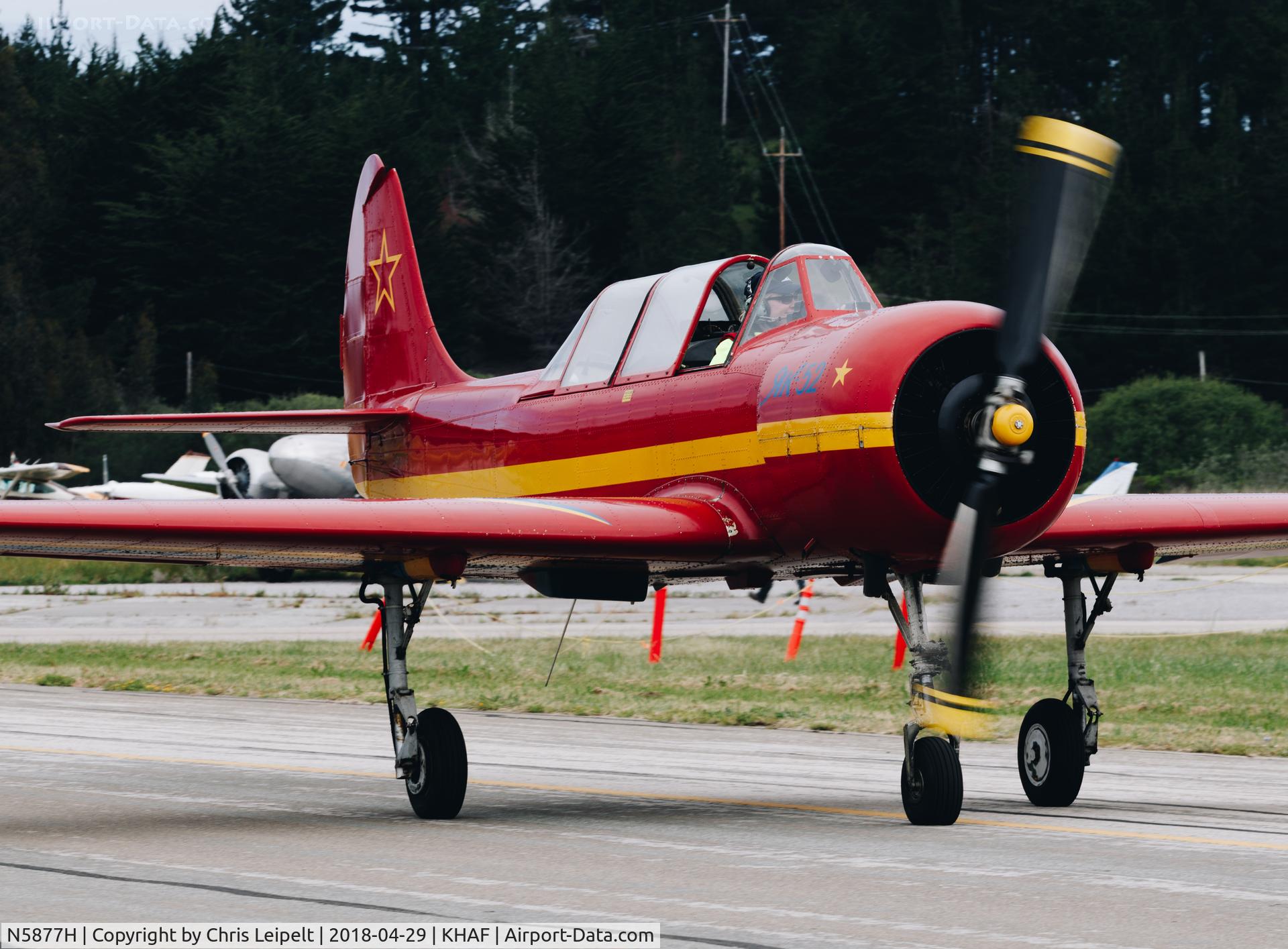 N5877H, 1981 Yakovlev Yak-52 C/N 811312, Local 1981 Yak 52 at Half Moon Bay Airport Day 2018.