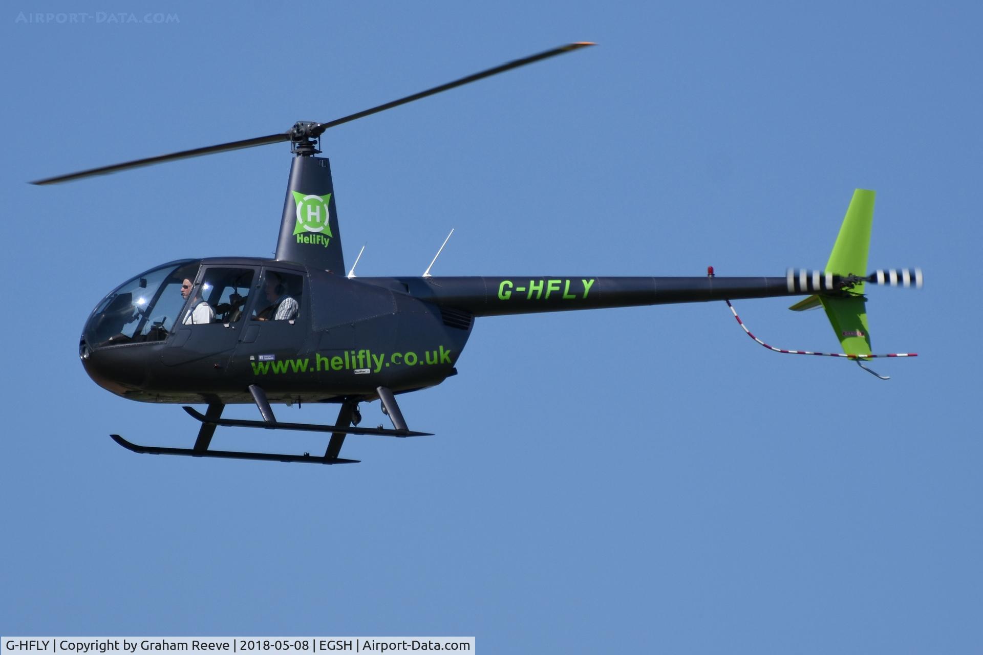 G-HFLY, 2007 Robinson R44  Raven II C/N 11876, Landing at Norwich.
