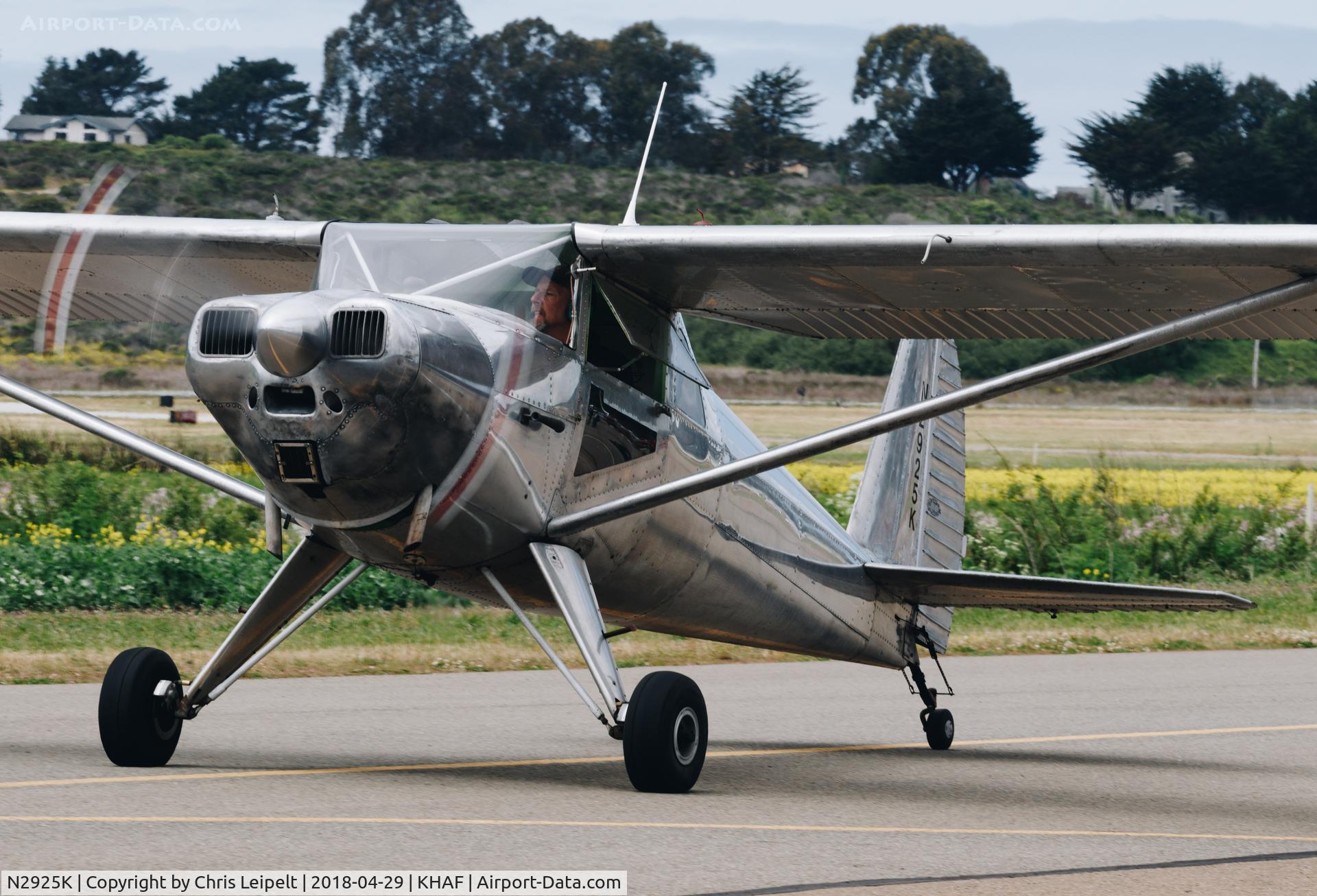 N2925K, 1947 Luscombe 8E Silvaire C/N 5652, 1947 Luscombe 8E taxing out for departure at Half Moon Bay Airport Day 2018.