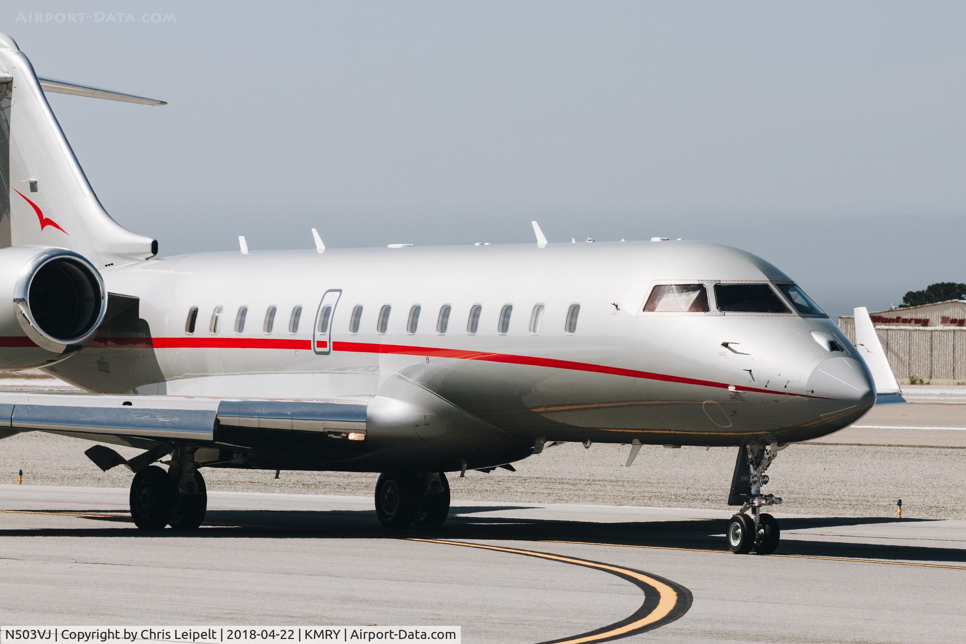 N503VJ, 2013 Bombardier BD-700-1A11 Global 5000 C/N 9565, 2013 Global 5000 taxing out for departure at Monterey Regional Airport.