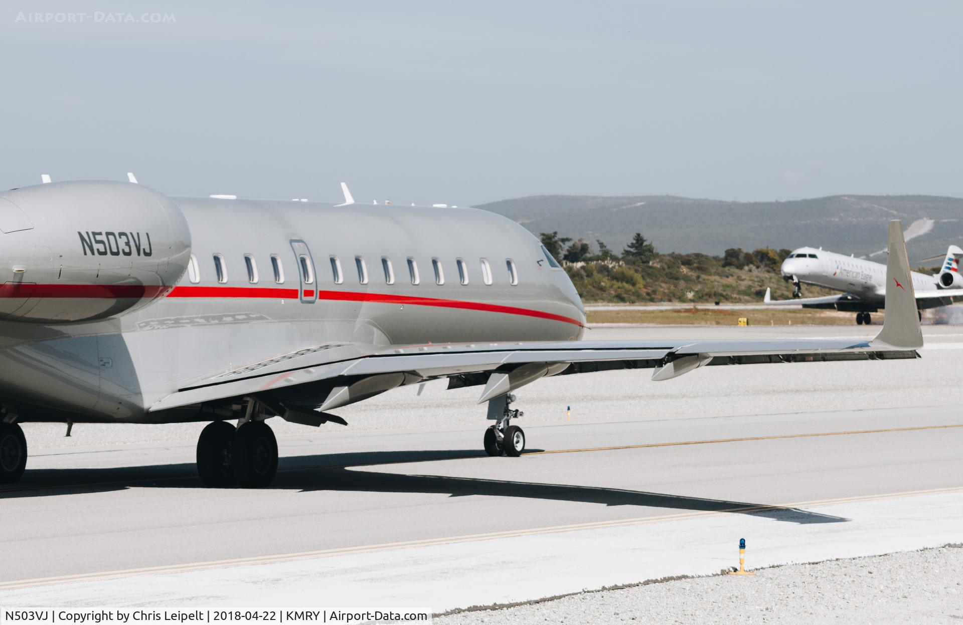 N503VJ, 2013 Bombardier BD-700-1A11 Global 5000 C/N 9565, 2013 Global 5000 taxing out for departure at Monterey Regional Airport.