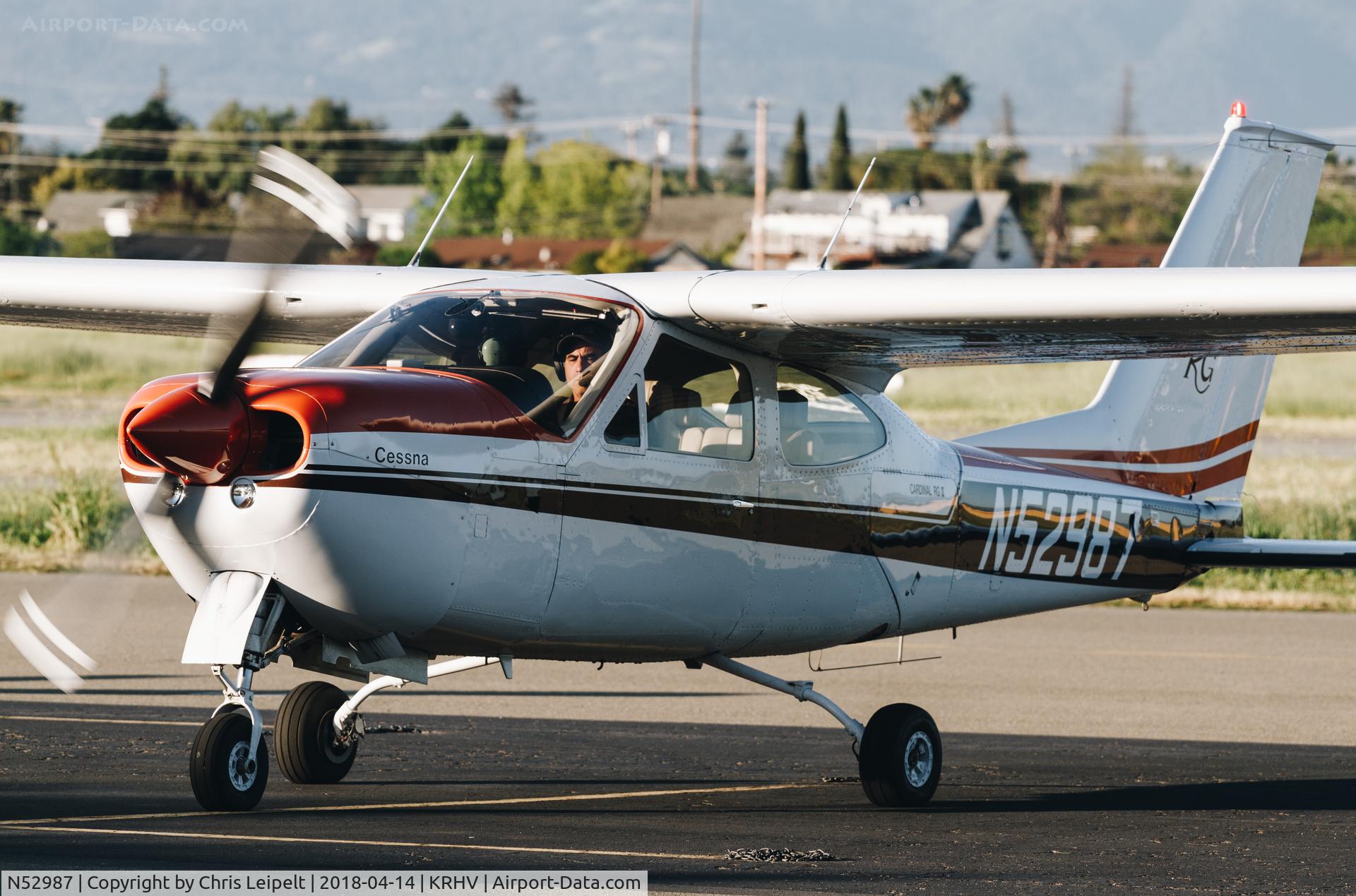 N52987, 1978 Cessna 177RG Cardinal C/N 177RG1323, 1978 Cessna 177RG from Watsonville visiting at Reid Hilview Airport, San Jose, CA.