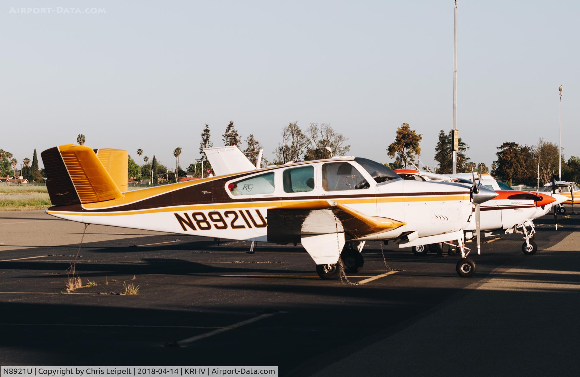 N8921U, 1965 Beech S35 Bonanza C/N D-7911, 1965 Beechcraft S35 regular visitor on the ramp at Reid Hilview Airport, San Jose, CA.