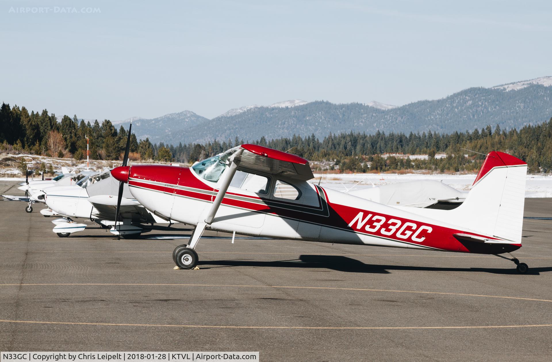 N33GC, 1954 Cessna 180 C/N 30913, 1954 Cessna 180 on the visitors ramp at South Lake Tahoe Airport, CA.
