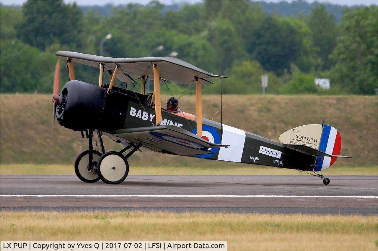 LX-PUP, Sopwith Pup Replica C/N 11, Sopwith Pup Replica, Landing rwy 29, St Dizier-Robinson Air Base 113 (LFSI) Open day 2017