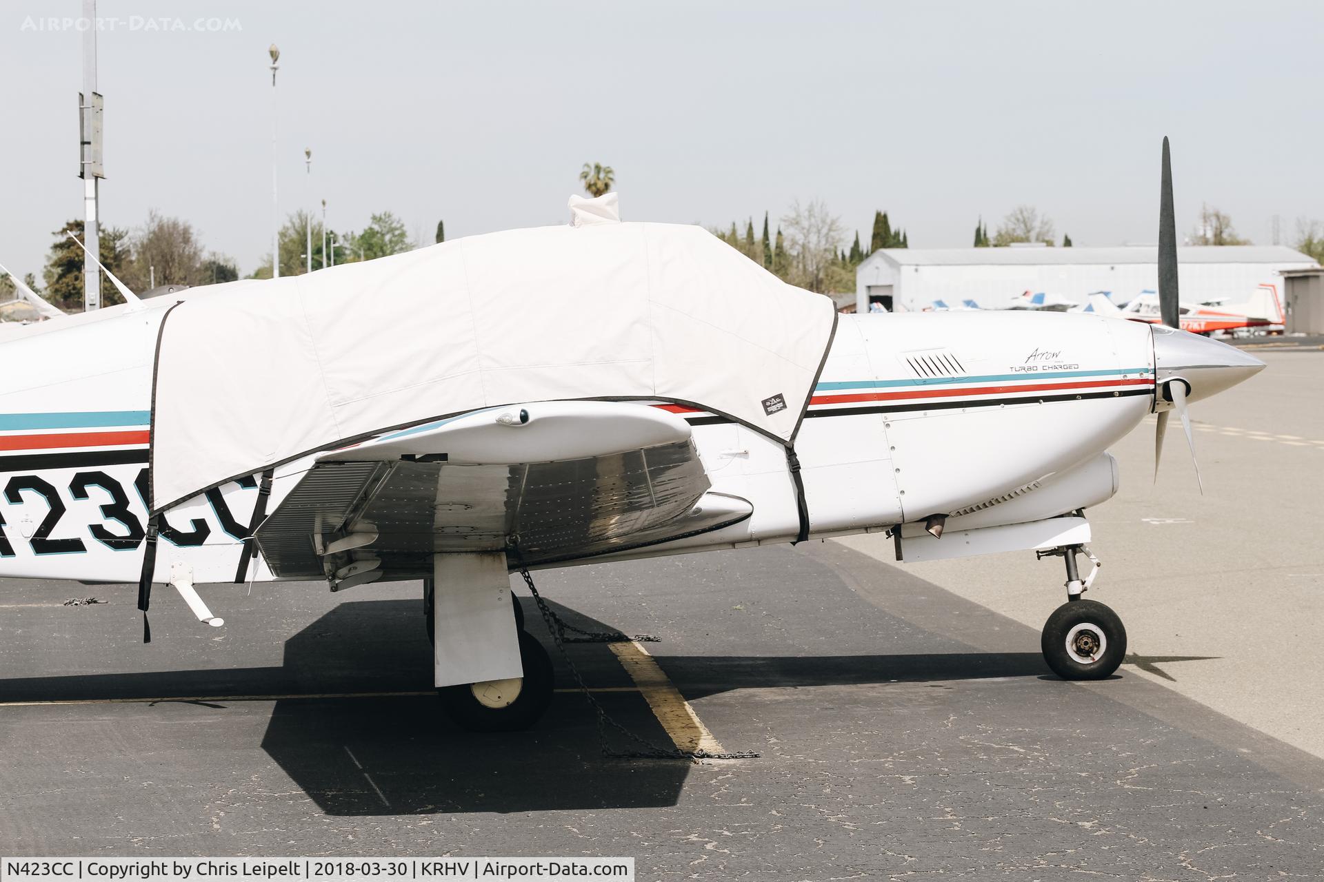 N423CC, 1978 Piper PA-28R-201T Cherokee Arrow III C/N 28R-7803368, 1978 Piper PA-28R-201T parked on the transient ramp at Reid Hillview Airport, San Jose, CA. Nice to see this plane again.
