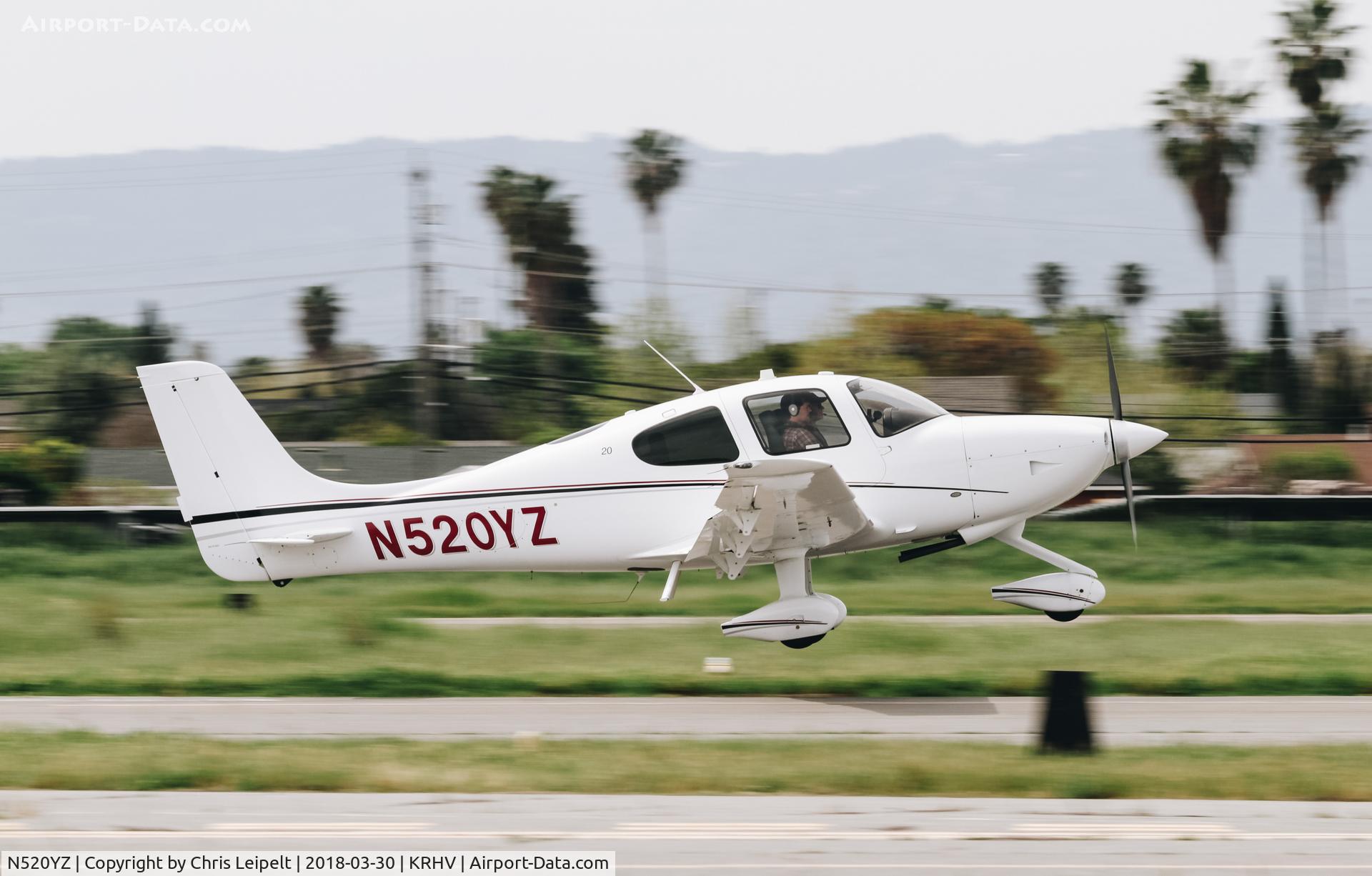 N520YZ, 2015 Cirrus SR20 C/N 2279, 2015 Cirrus SR20 departing at Reid Hillview Airport, San Jose, CA.